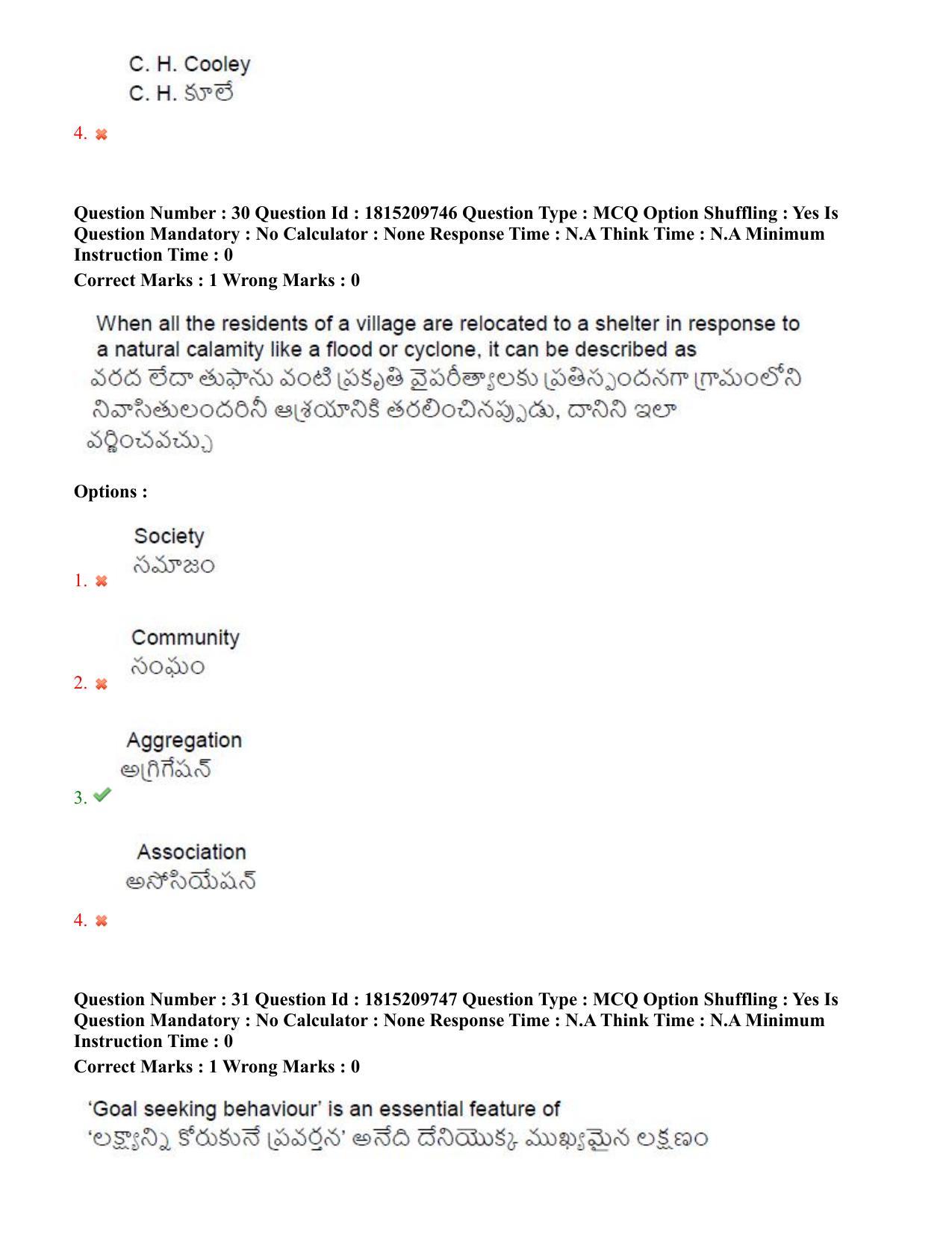 TS CPGET 2023 M A Sociology (Shift 3) Question Paper with Answer Key - Page 24