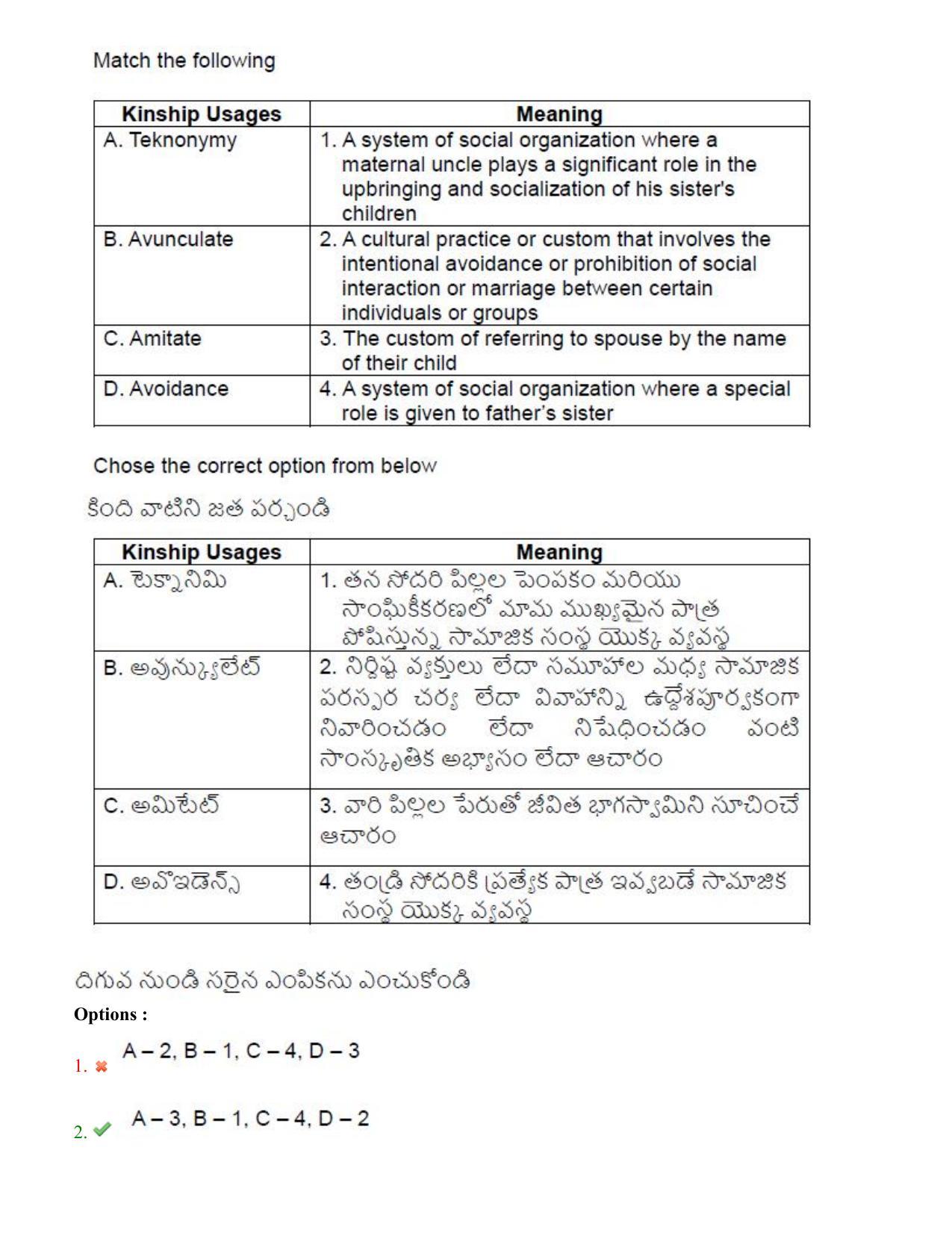 TS CPGET 2023 M A Sociology (Shift 3) Question Paper with Answer Key - Page 34