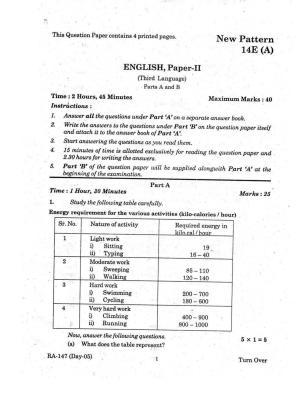 AP Class 10 English (Paper II) 2017 Question Paper