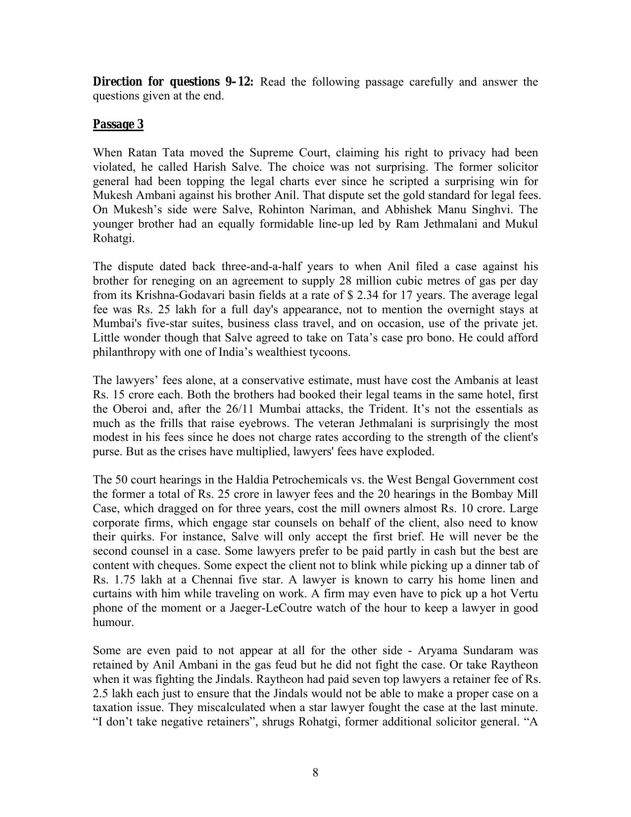 IIFT 2012 Question Paper - Page 8