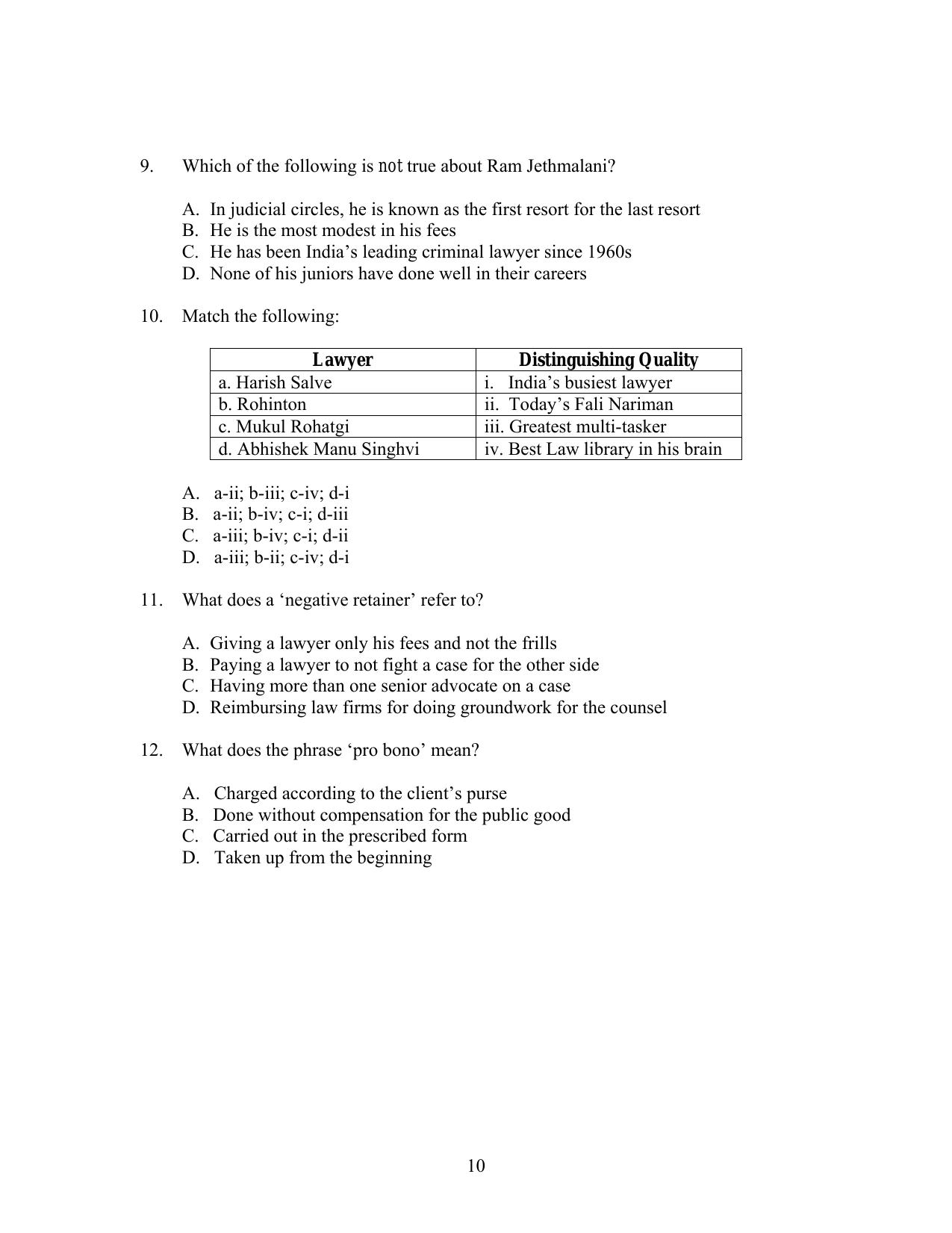 IIFT 2012 Question Paper - Page 10