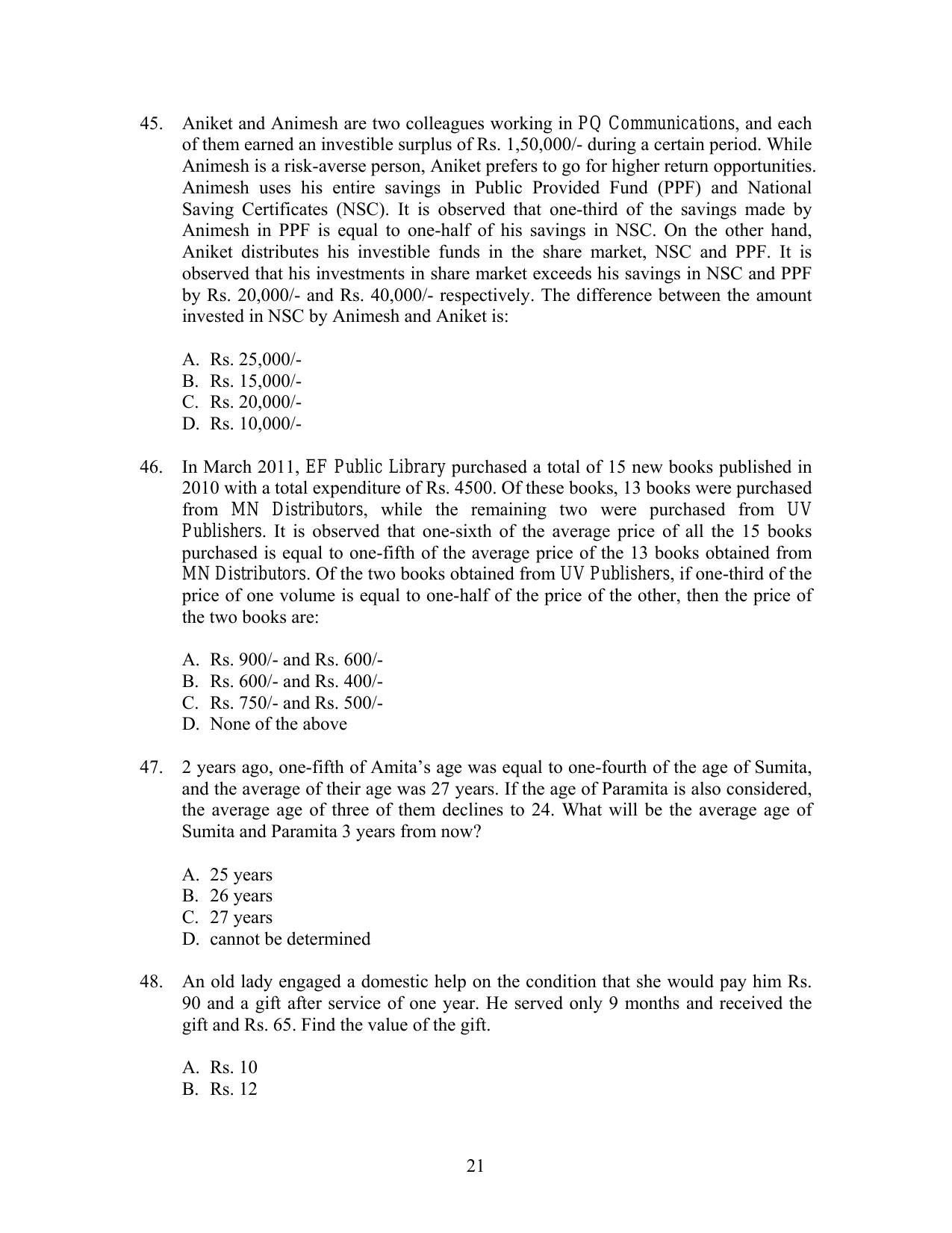 IIFT 2012 Question Paper - Page 21