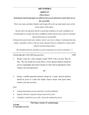 ICSE Class 10 ART PAPER 4  2023 Question Paper