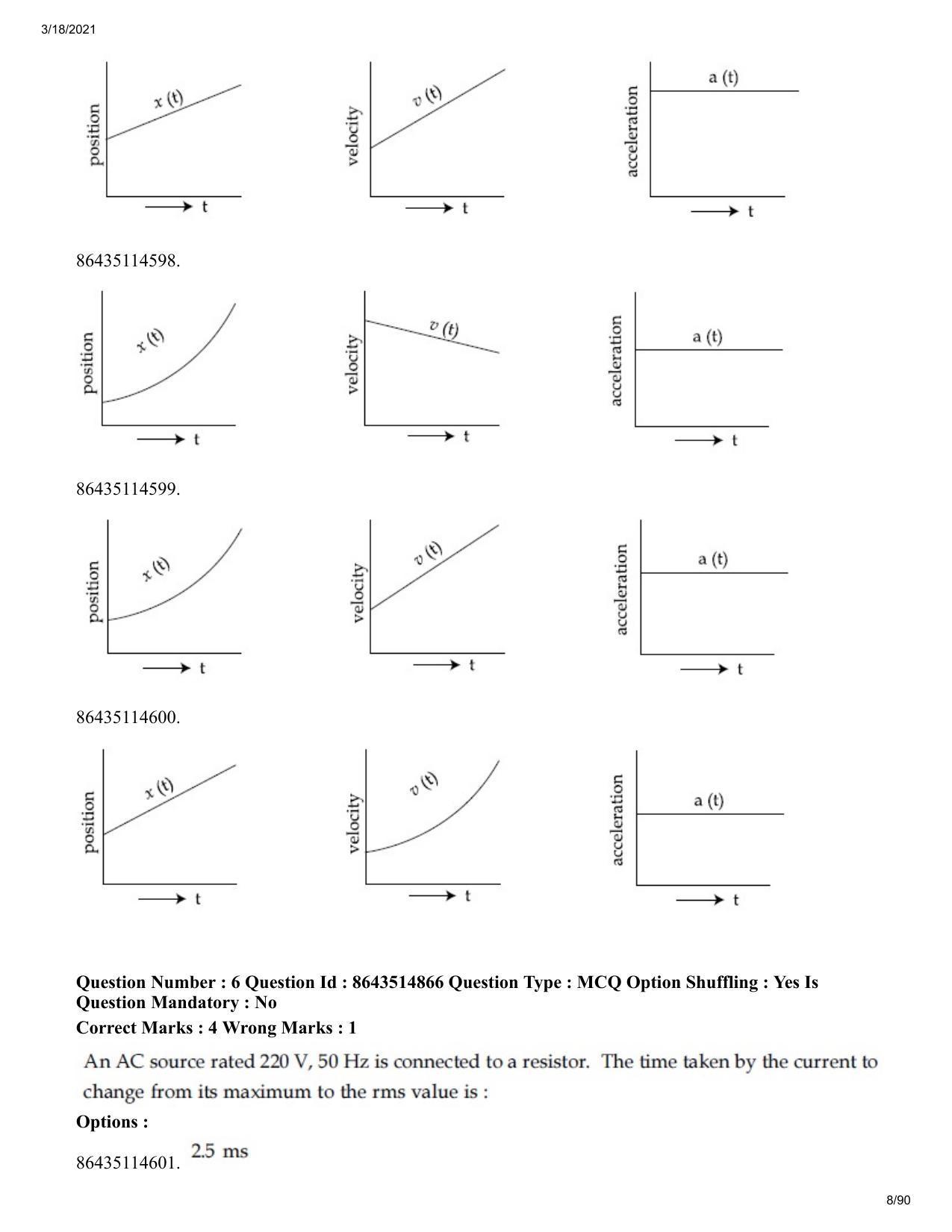 JEE Mains 2021: BTech EK (Shift 1) 18-03-2021 Question Paper - Page 8