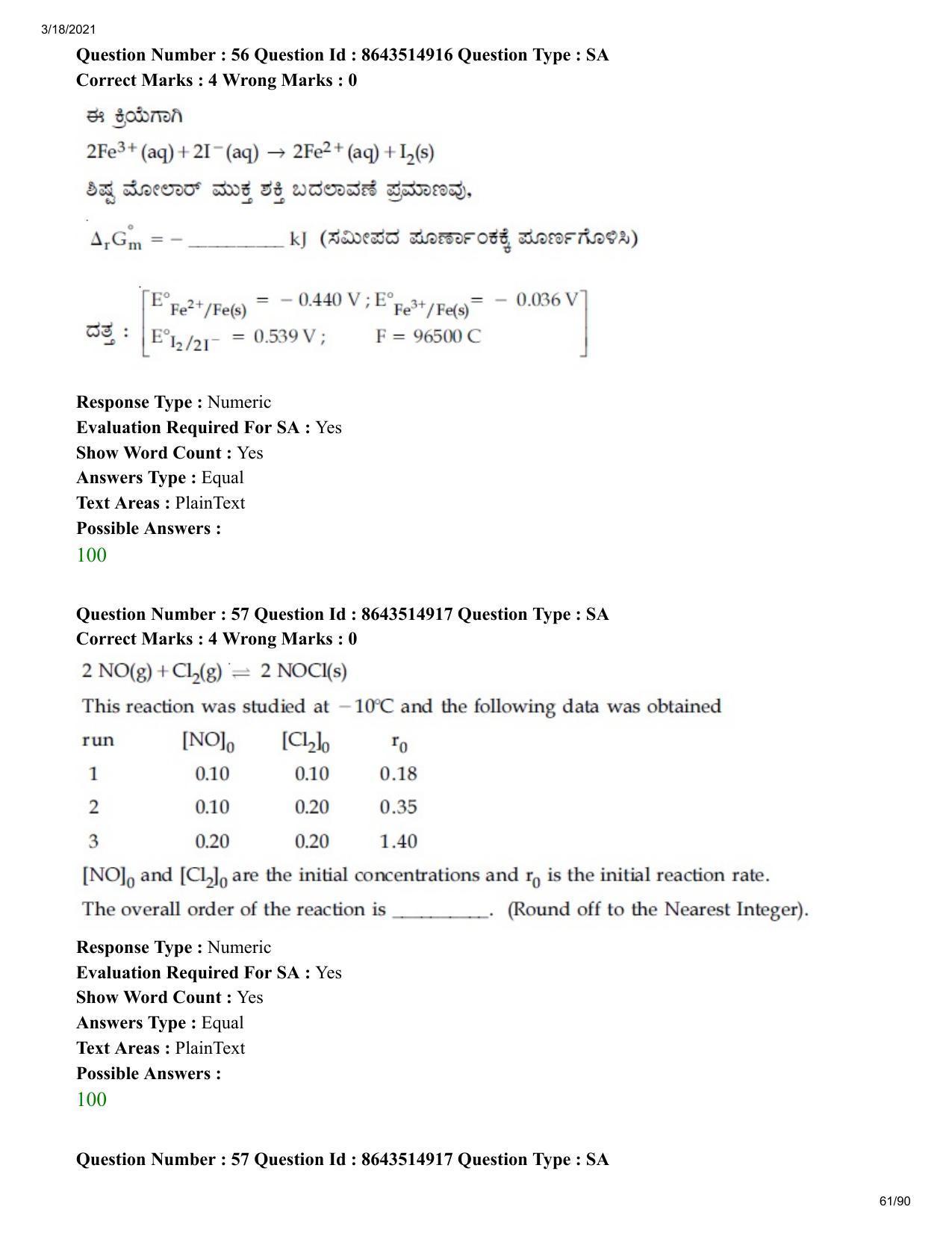 JEE Mains 2021: BTech EK (Shift 1) 18-03-2021 Question Paper - Page 61