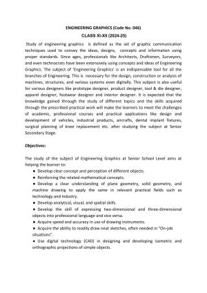 CBSE Class 11 & 12 Engineering Graphics Syllabus