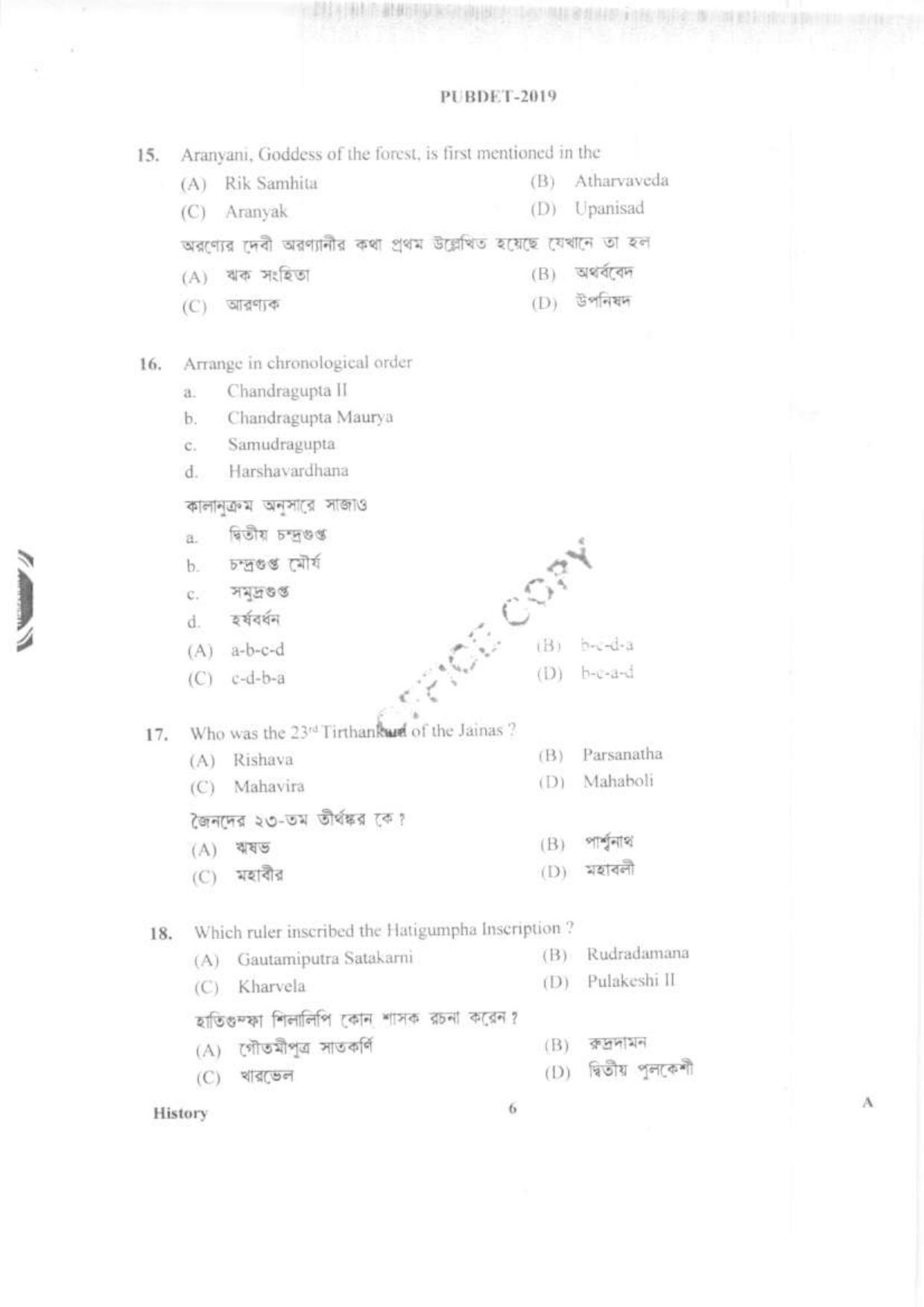 PUBDET 2019 History Question Paper - Page 5