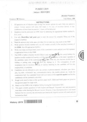 PUBDET 2019 History Question Paper