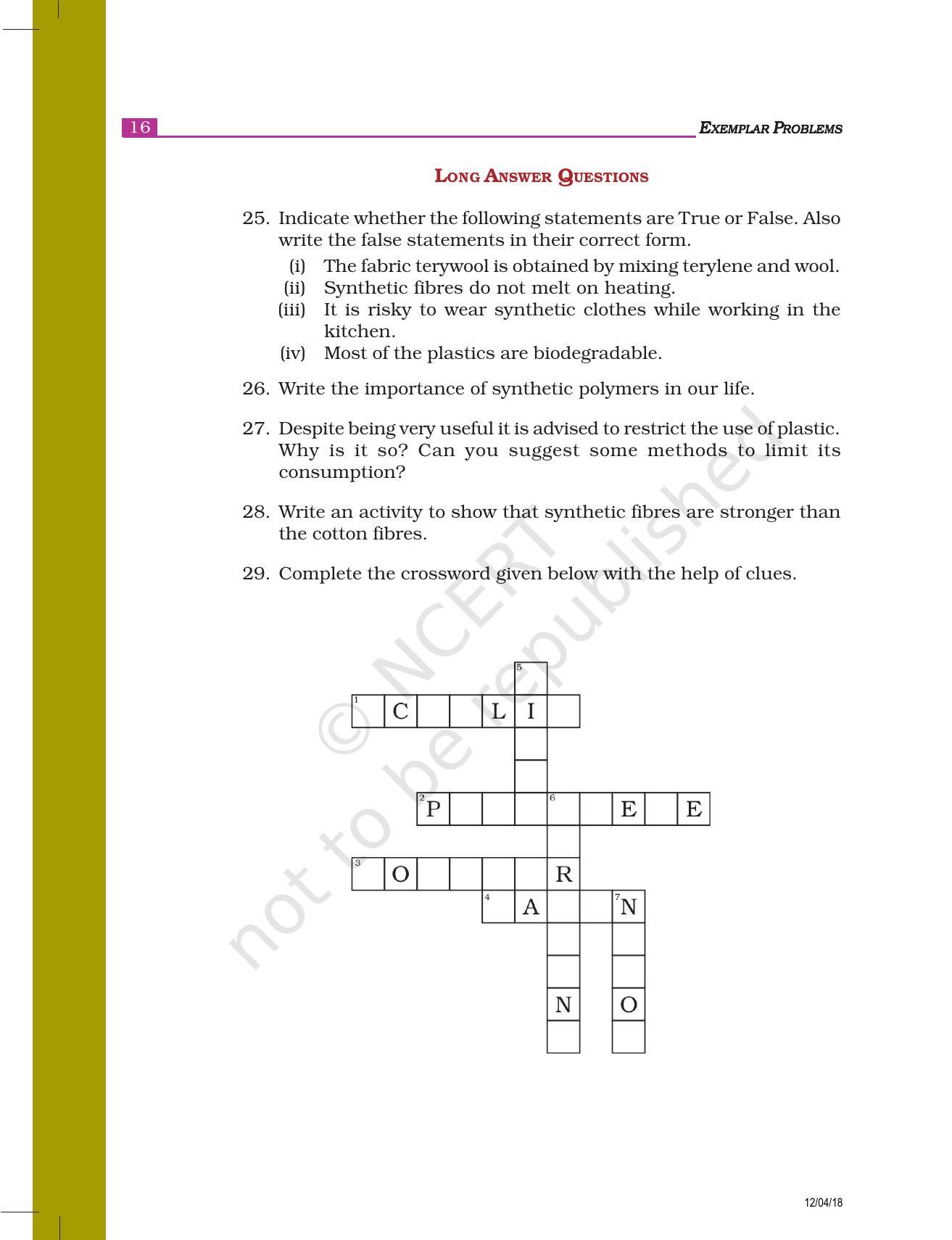 NCERT Exemplar Book for Class 8 Science: Chapter 3- Synthetic Fibres and Plastics - Page 4