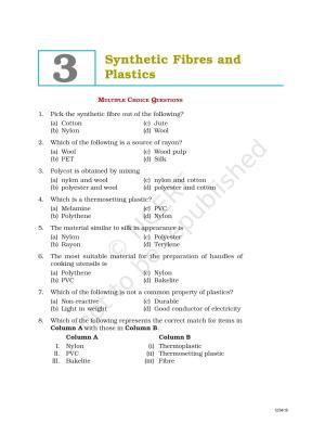 NCERT Exemplar Book for Class 8 Science: Chapter 3- Synthetic Fibres and Plastics