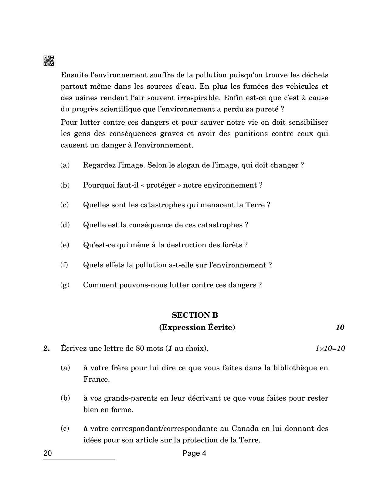 CBSE Class 10 20 French 2022 Compartment Question Paper - Page 4
