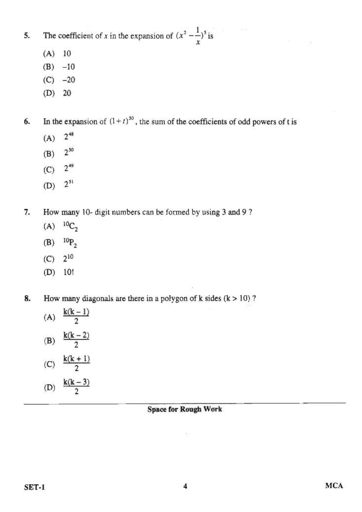 OJEE 2013 MCA Set 1 Question Paper - Page 2