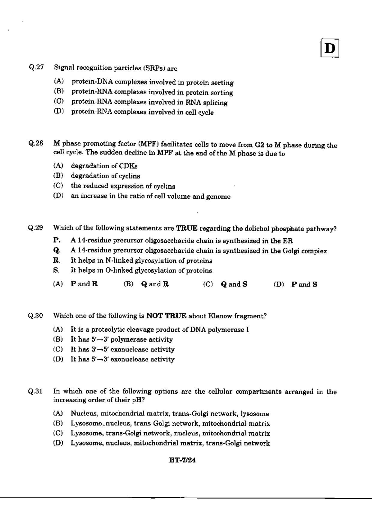 JAM 2010: BT Question Paper - Page 9