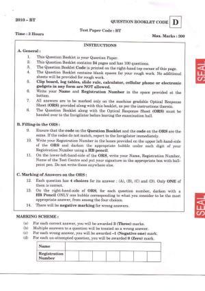 JAM 2010: BT Question Paper