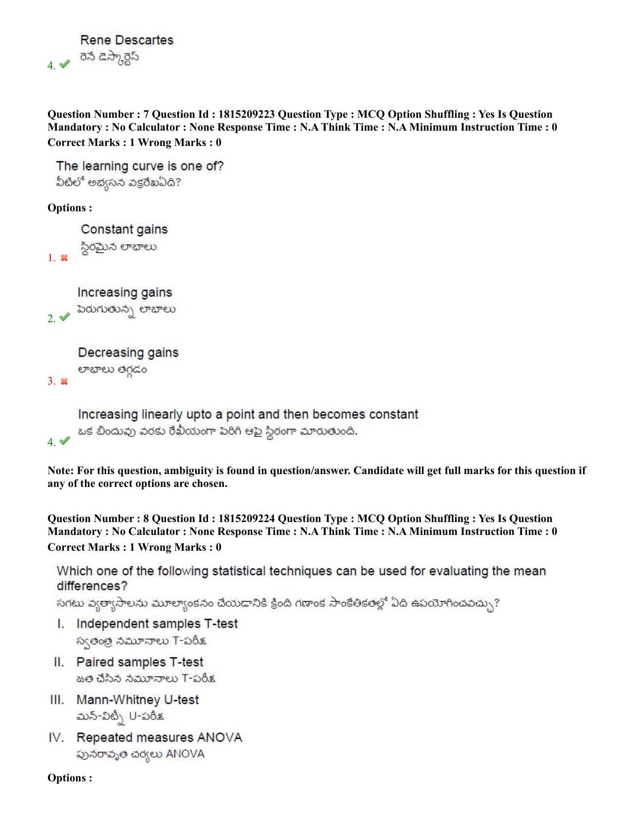 TS CPGET 2023 M A Psychology (Shift 1) Question Paper with Answer Key - Page 6