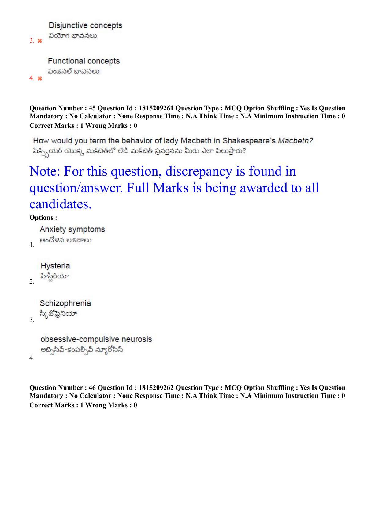 TS CPGET 2023 M A Psychology (Shift 1) Question Paper with Answer Key - Page 27