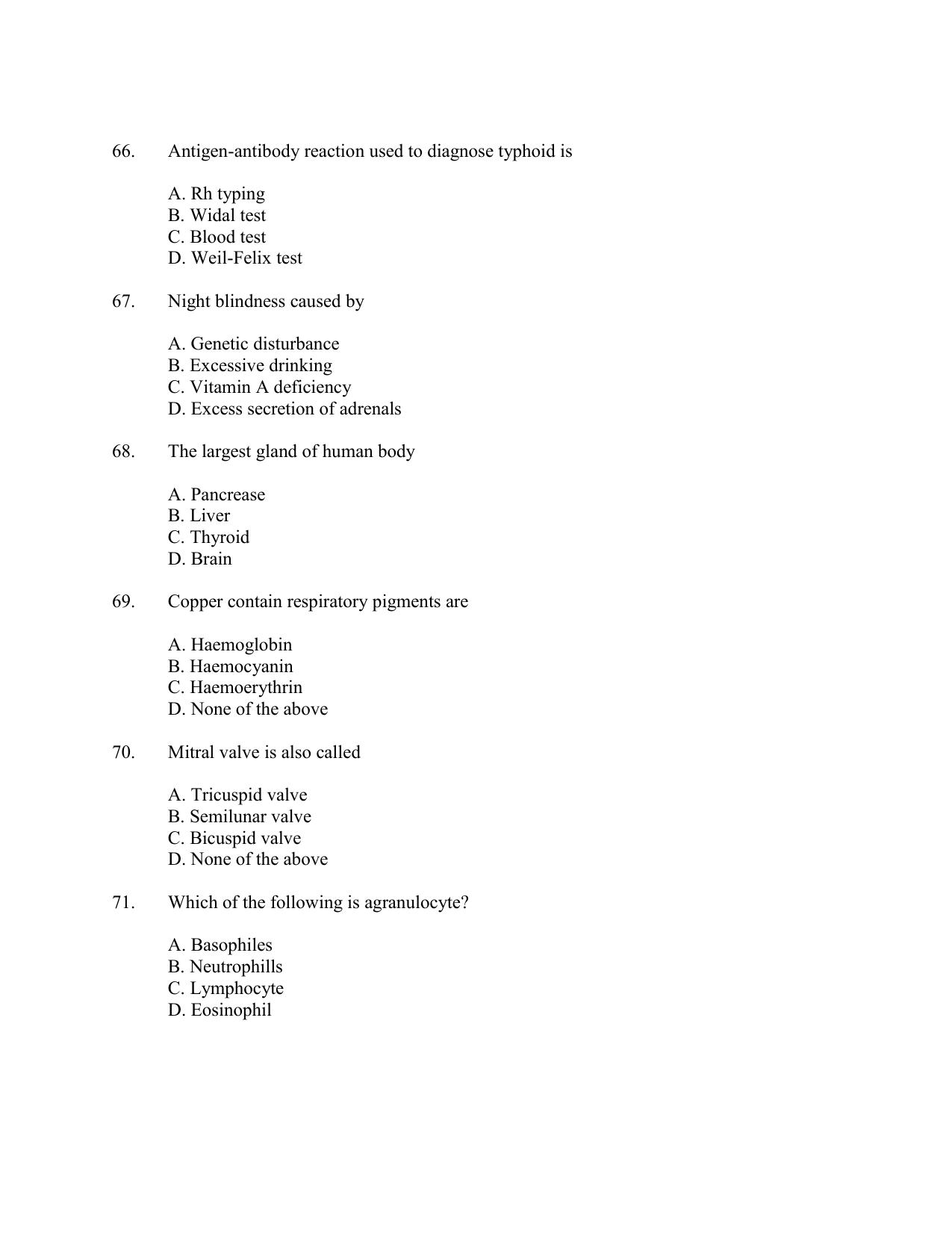 CUSAT CAT 2016 Zoology Question Paper - Page 12