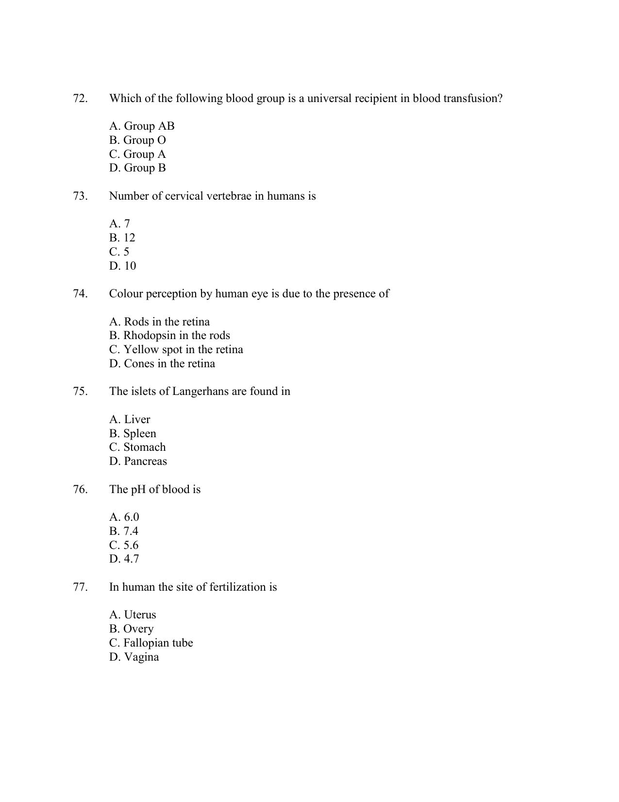 CUSAT CAT 2016 Zoology Question Paper - Page 13