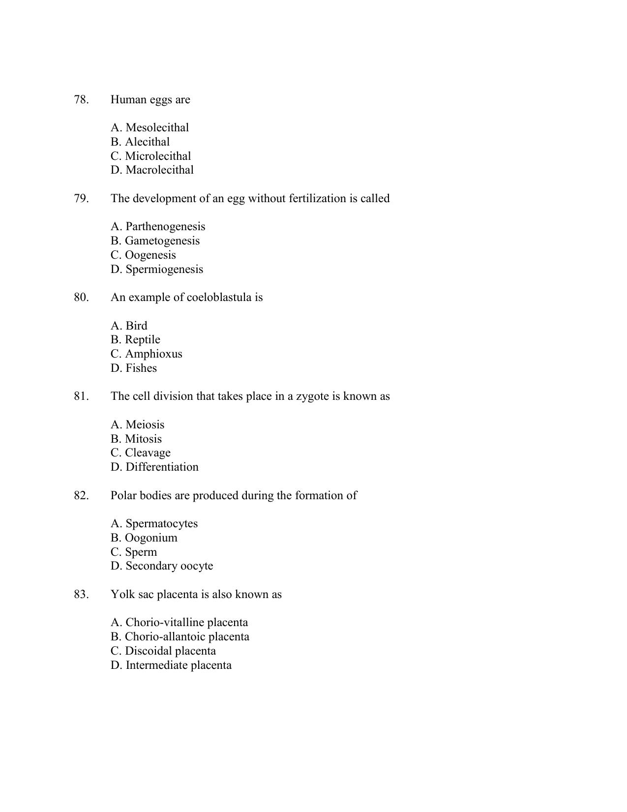 CUSAT CAT 2016 Zoology Question Paper - Page 14