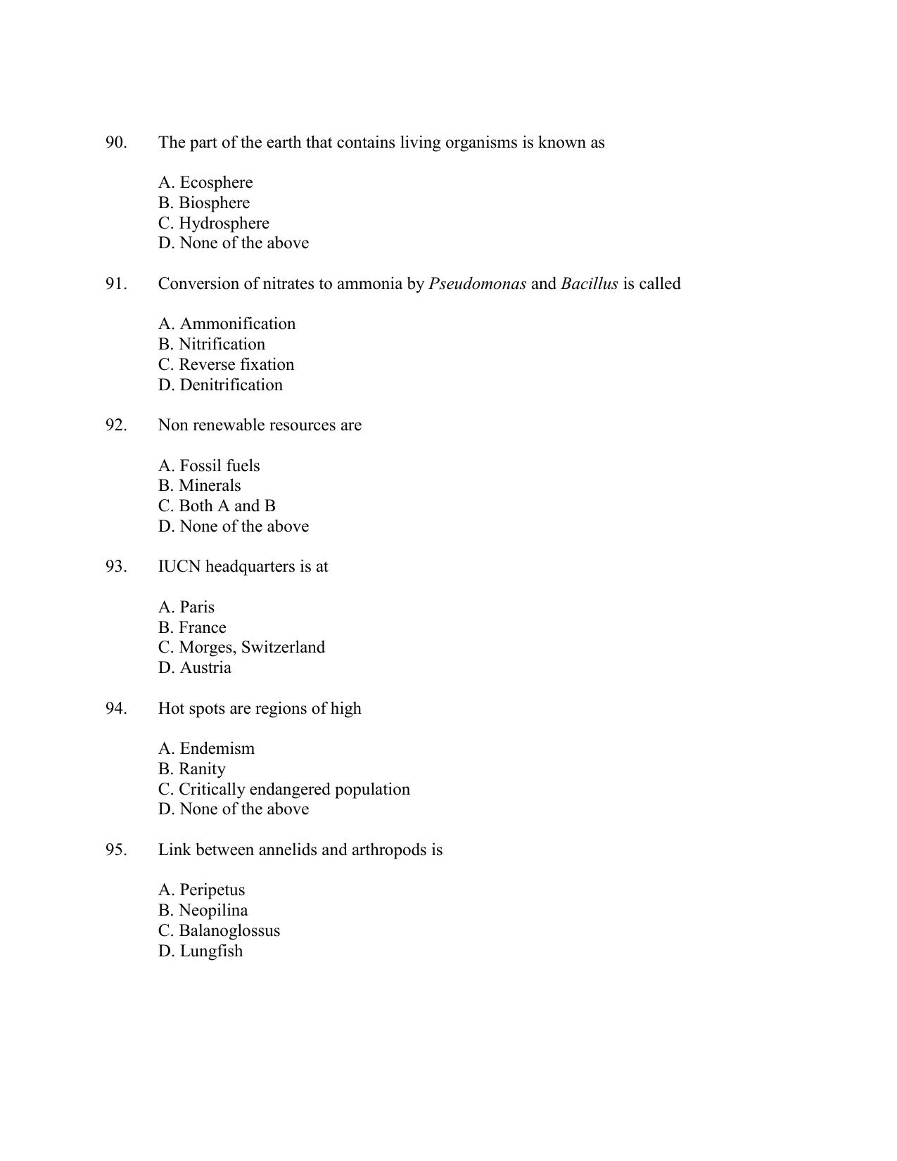 CUSAT CAT 2016 Zoology Question Paper - Page 16