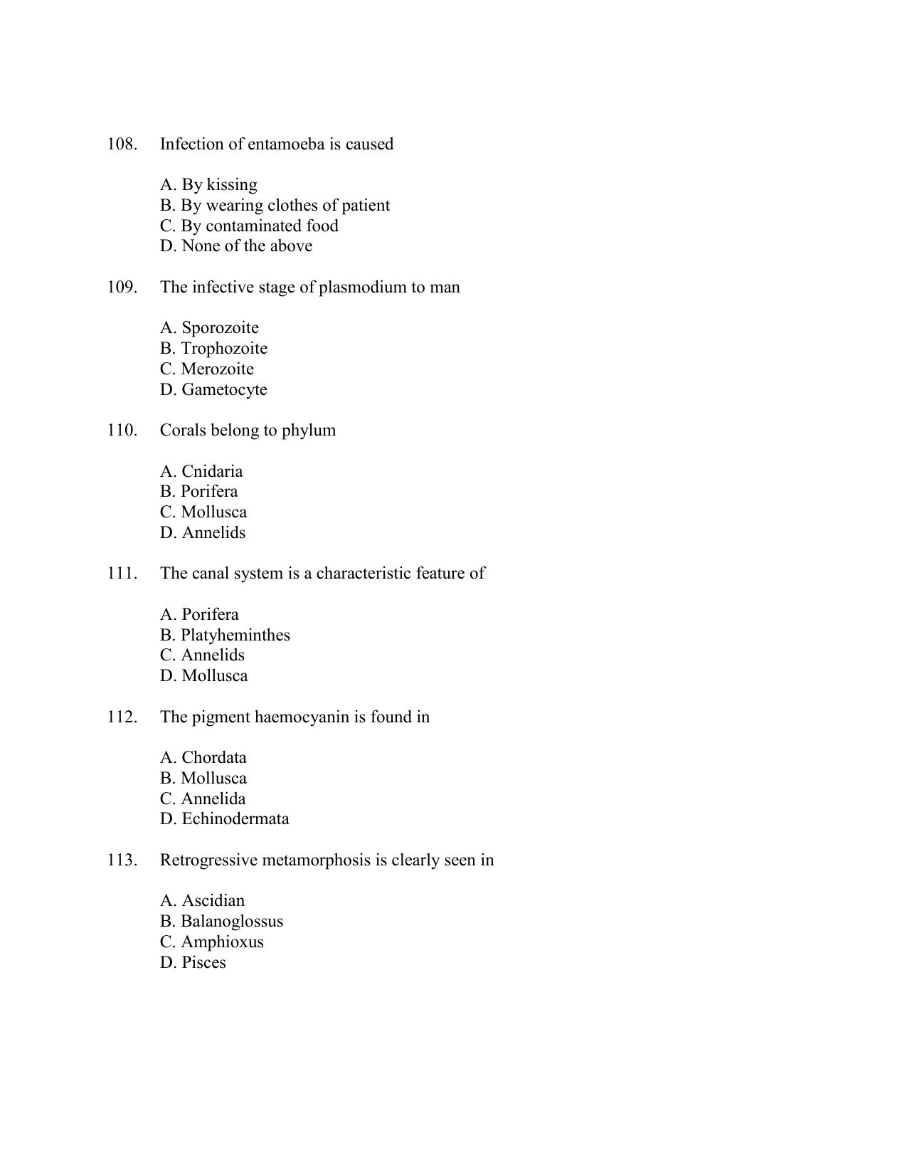 CUSAT CAT 2016 Zoology Question Paper - Page 19