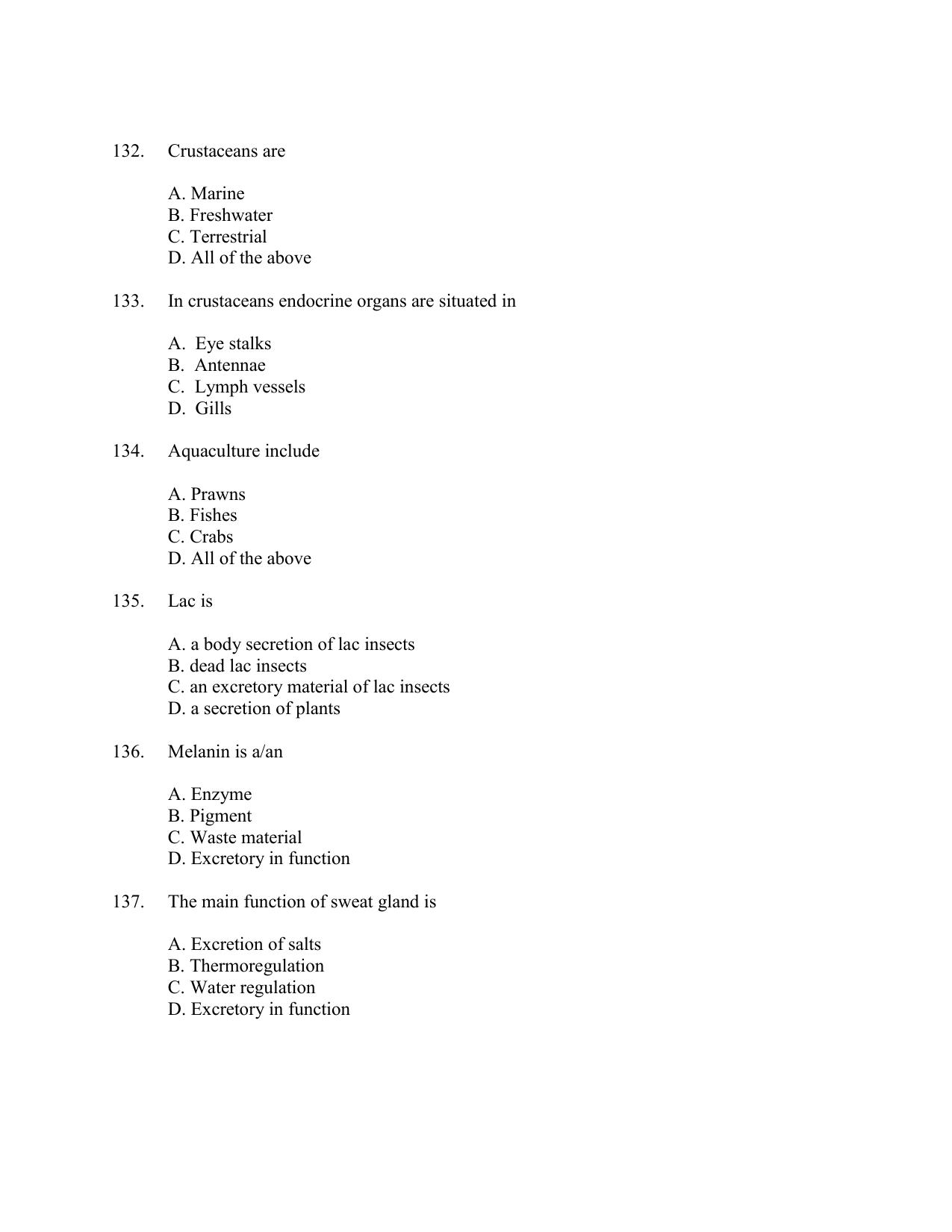 CUSAT CAT 2016 Zoology Question Paper - Page 23