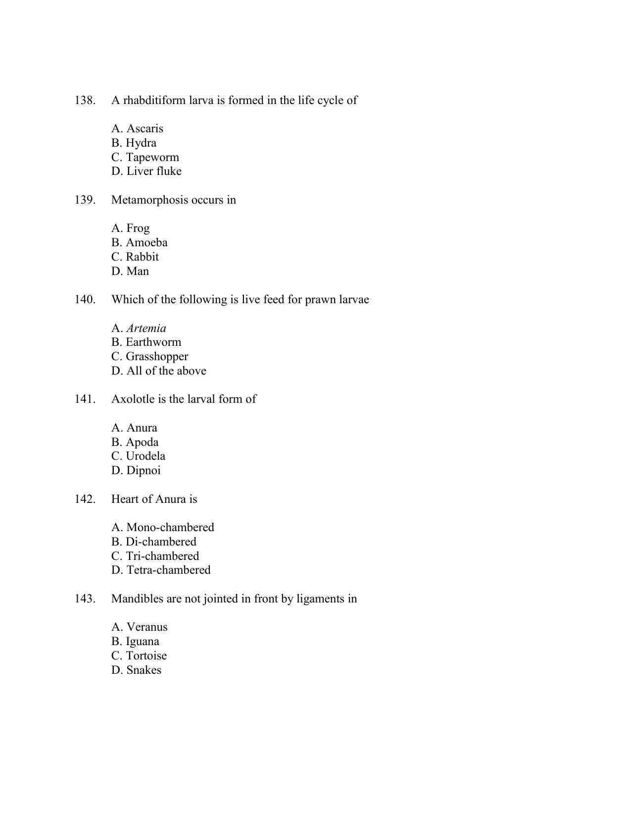 CUSAT CAT 2016 Zoology Question Paper - Page 24