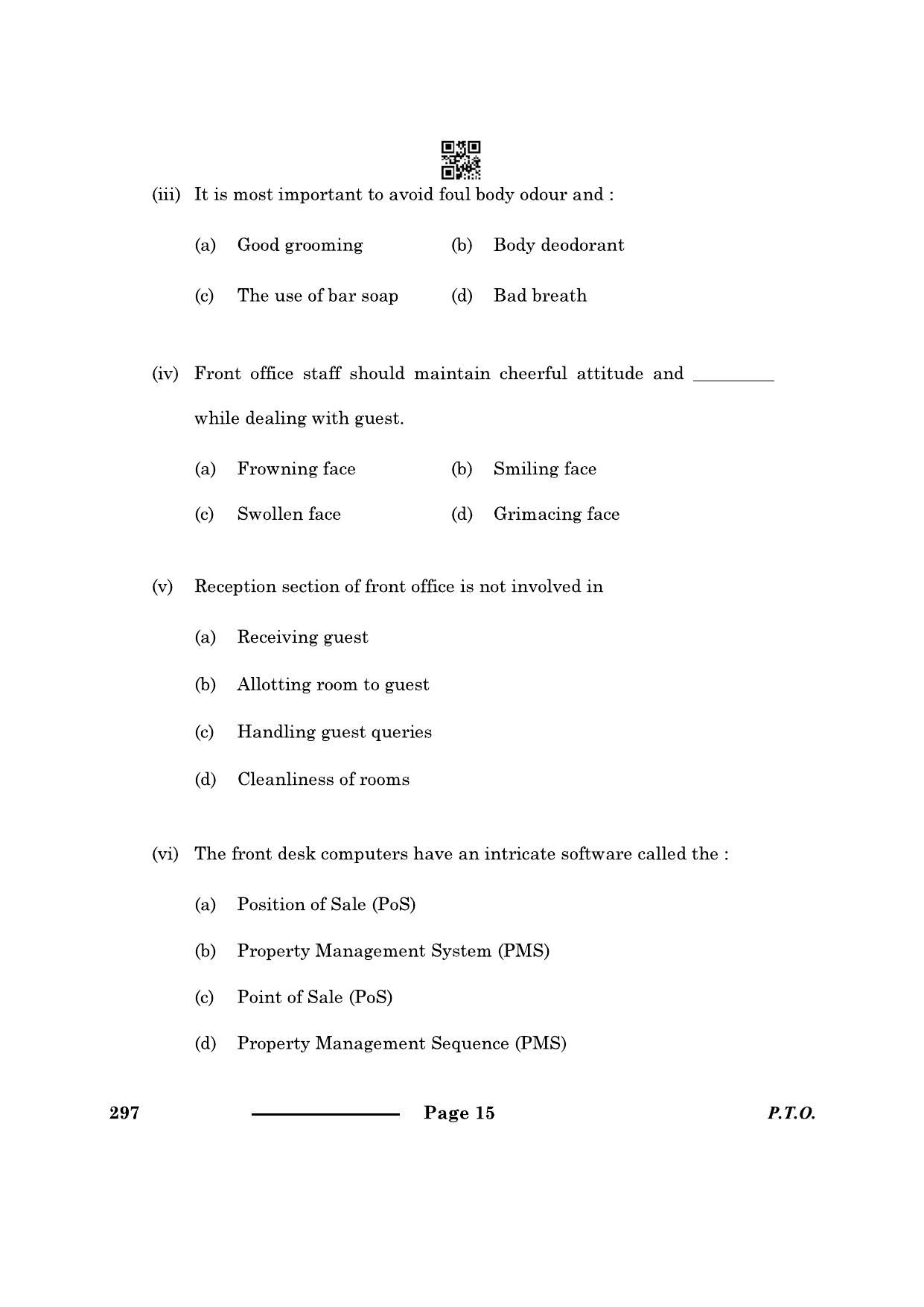 CBSE Class 10 Front Office Operation 2024 Question Paper - Page 15