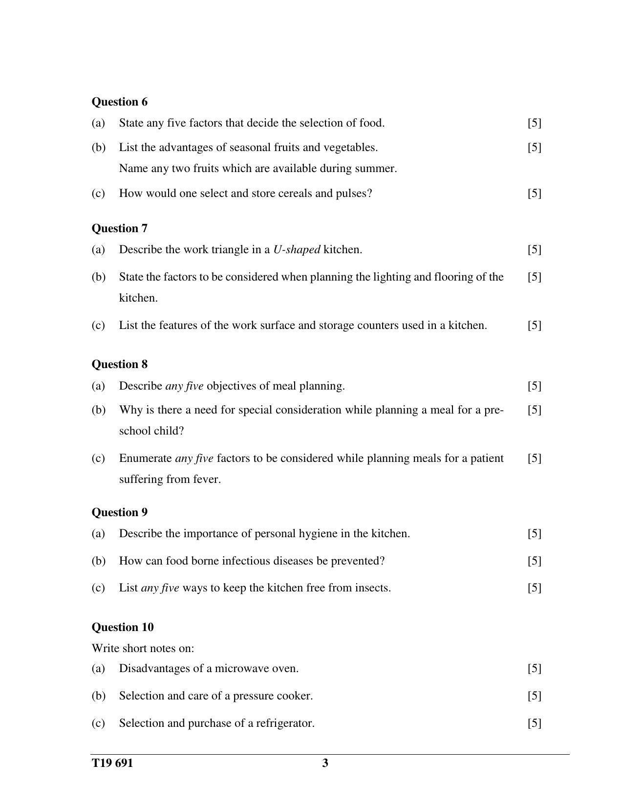 ICSE Class 10 Cookery 2019 Question Paper - Page 3