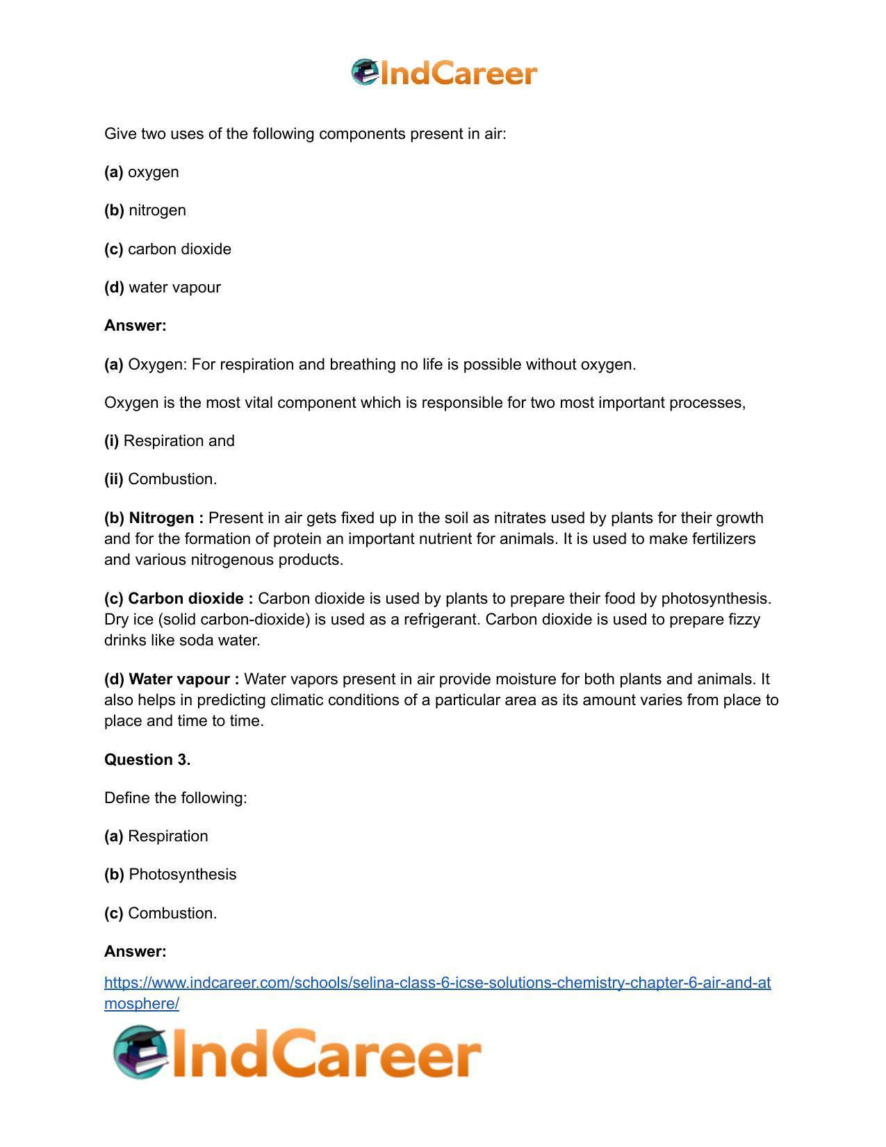 Selina Class 6 ICSE Solutions Chemistry : Chapter 6- Air and Atmosphere - Page 6