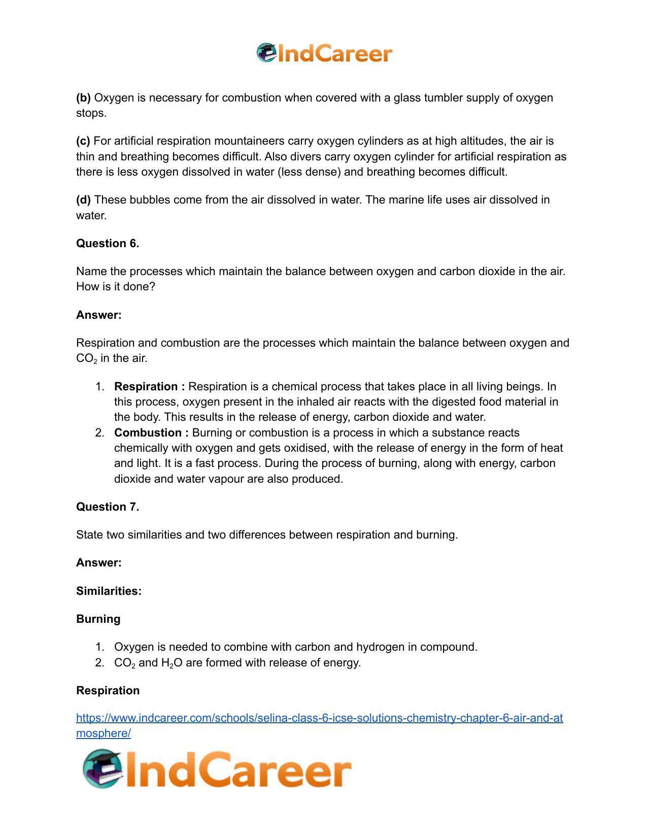 Selina Class 6 ICSE Solutions Chemistry : Chapter 6- Air and Atmosphere - Page 8