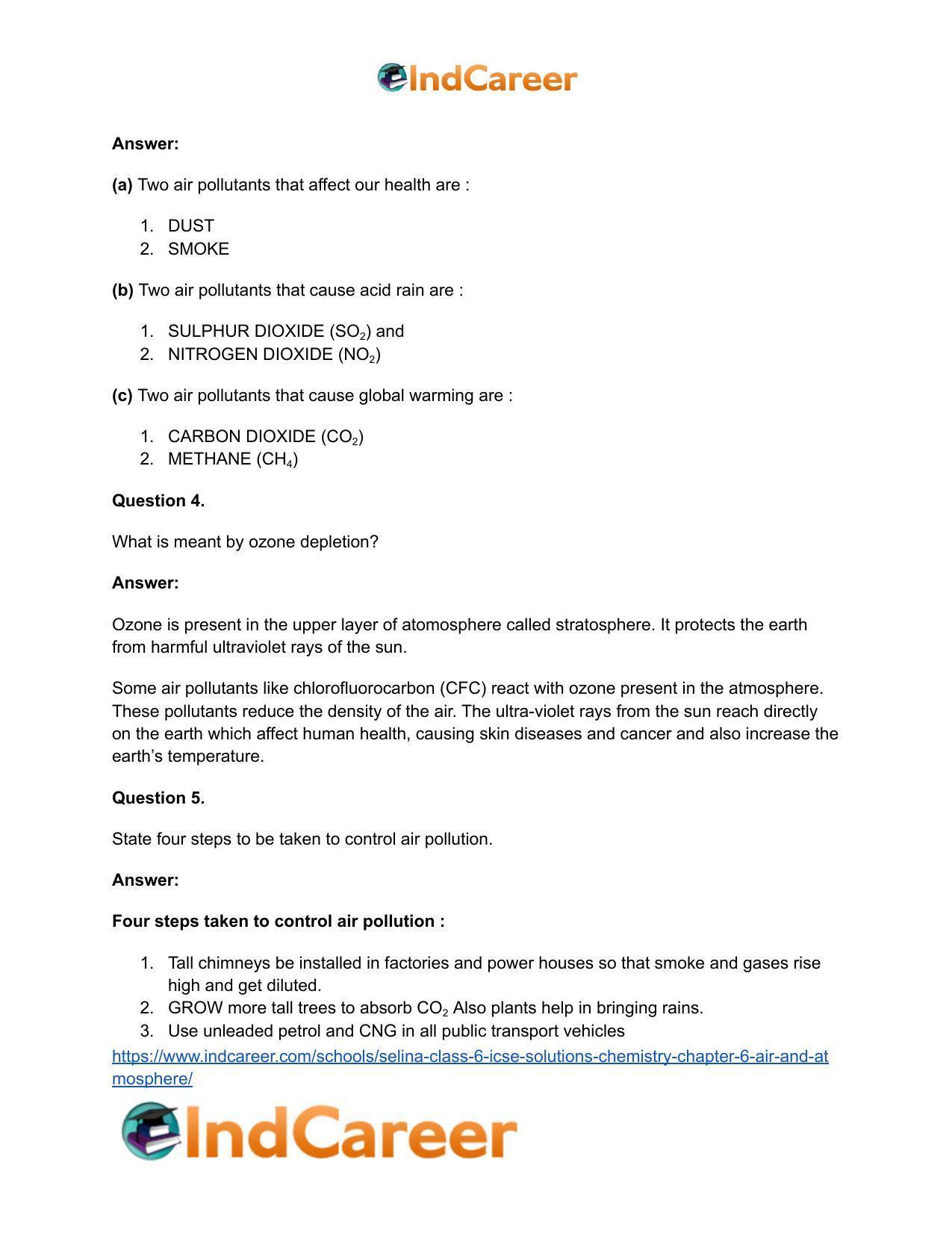 Selina Class 6 ICSE Solutions Chemistry : Chapter 6- Air and Atmosphere - Page 12