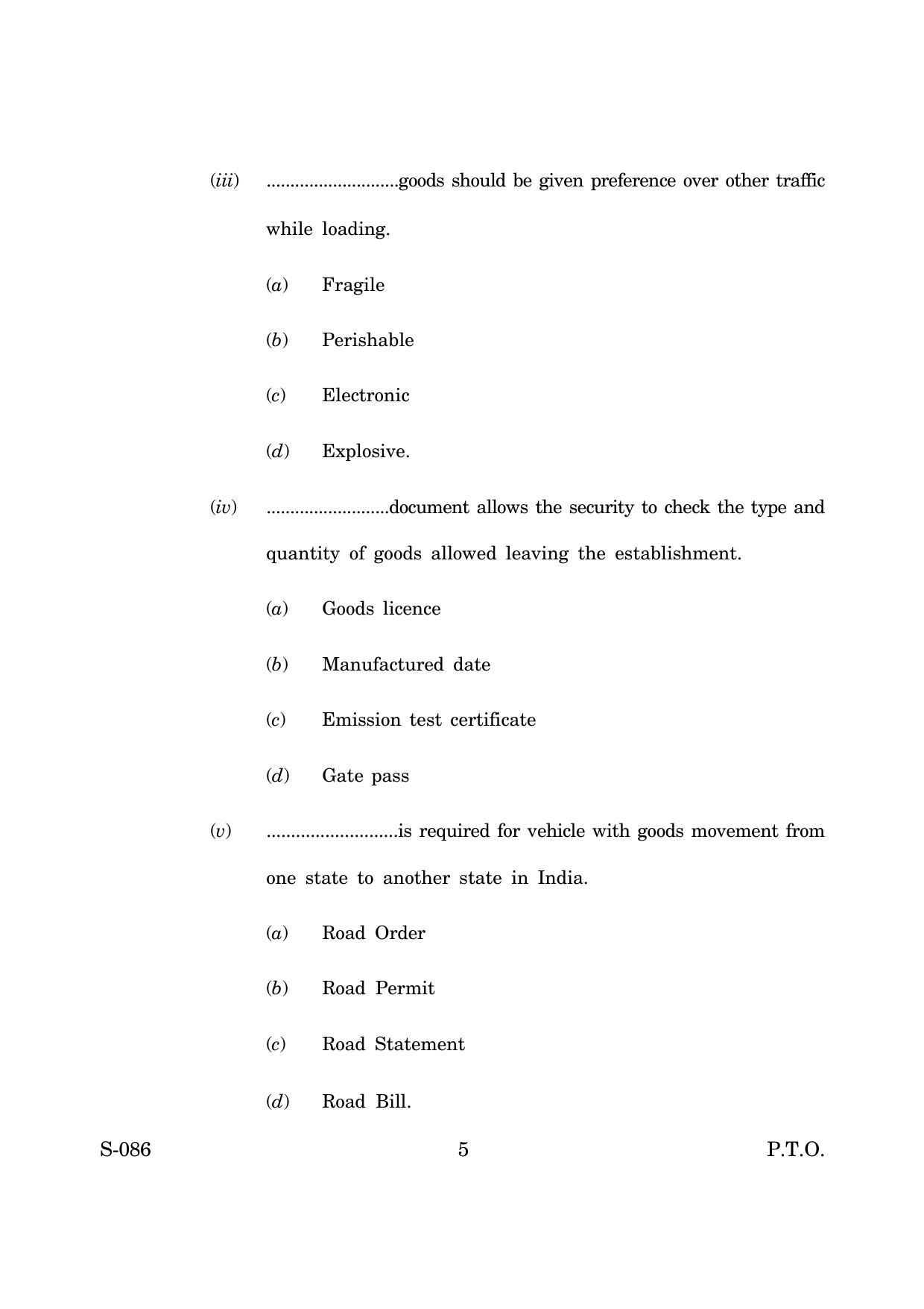 Goa Board Class 10 Logistic  (March 2019.) Question Paper - Page 5