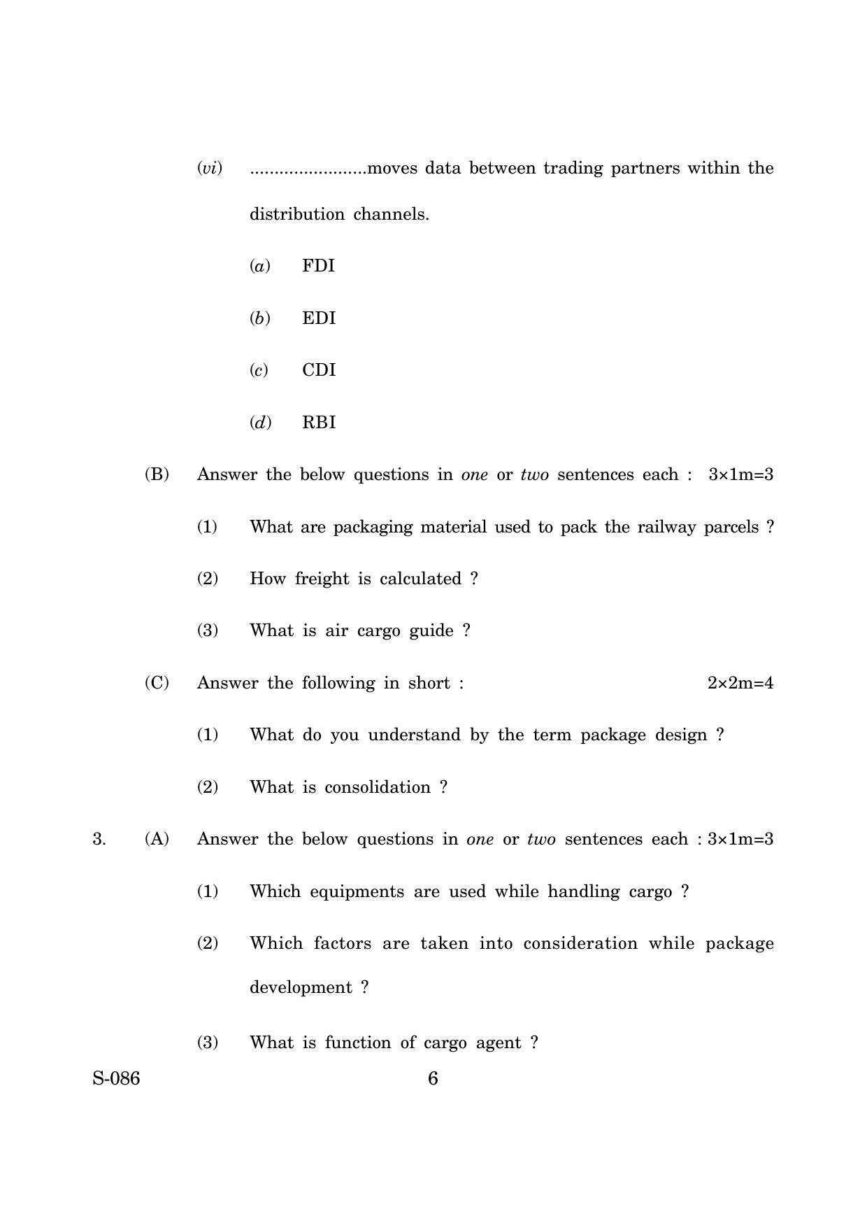 Goa Board Class 10 Logistic  (March 2019.) Question Paper - Page 6