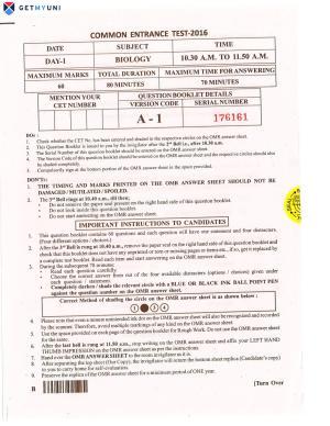 KCET Biology 2016 Question Papers