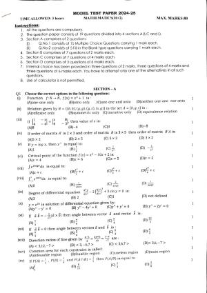 PSEB 12th Mathematics Model Paper 2025