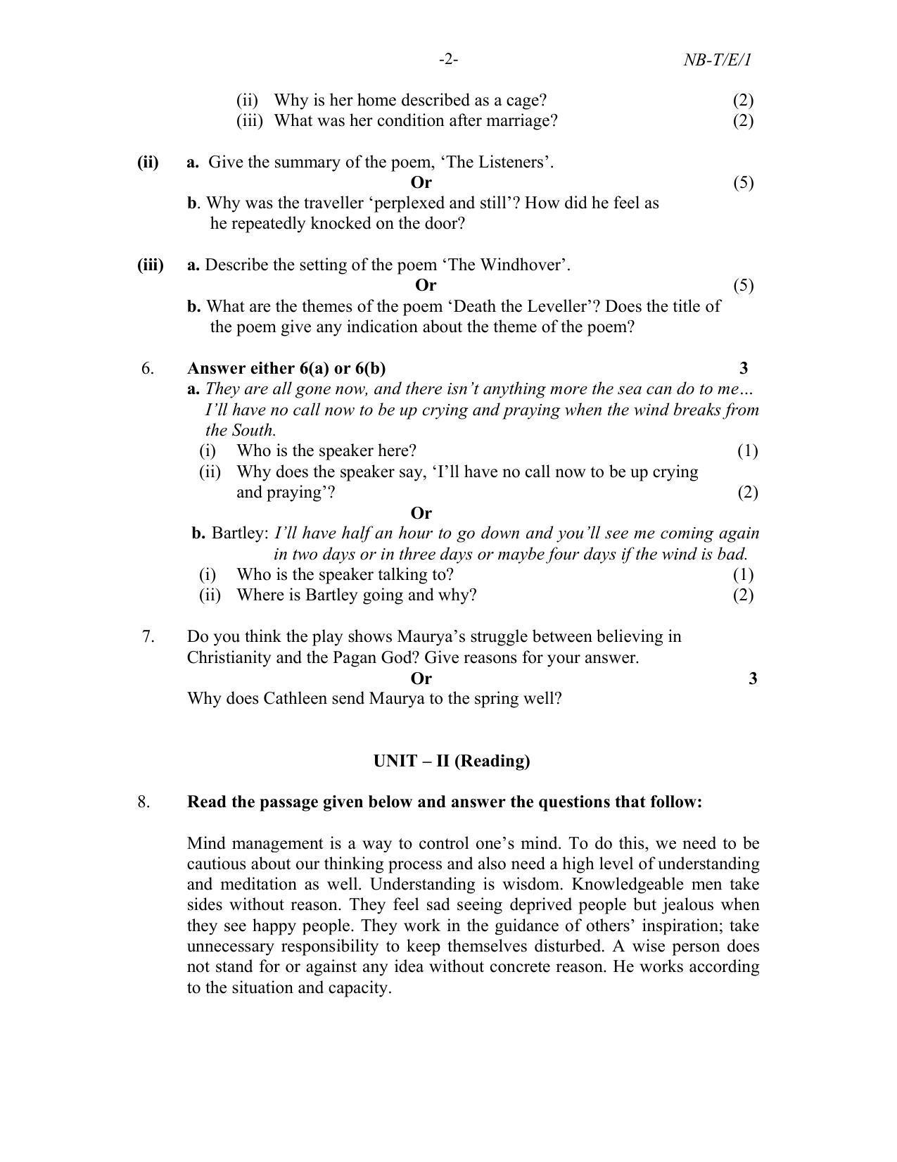 Nagaland Board Class 10 English 2022 Question Bank - Page 2