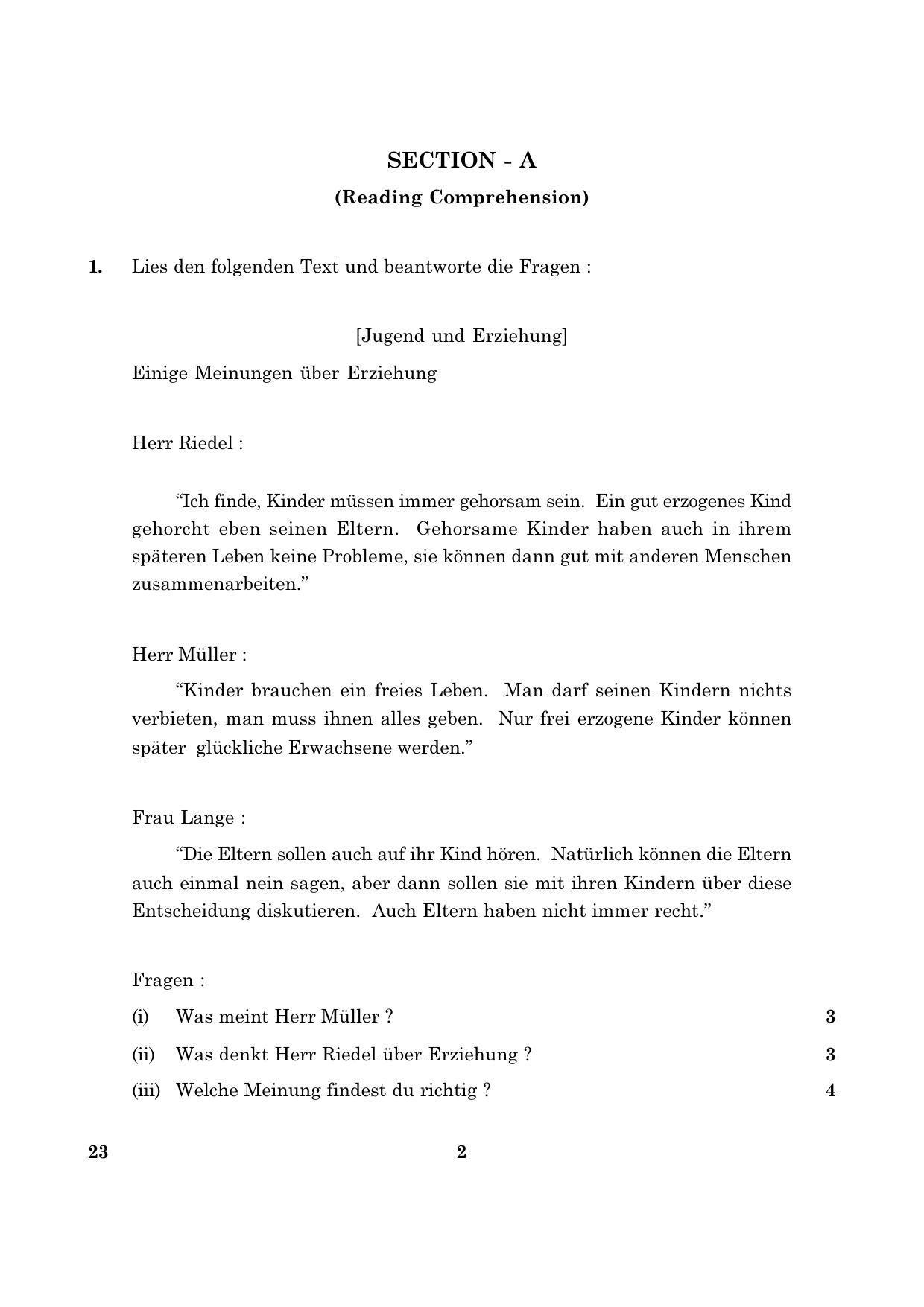 CBSE Class 10 023 GERMAN 2016 Question Paper - Page 2