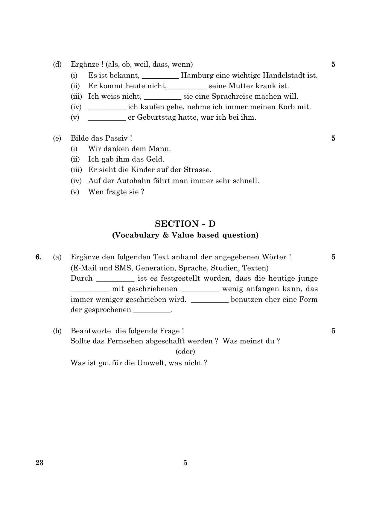 CBSE Class 10 023 GERMAN 2016 Question Paper - Page 5