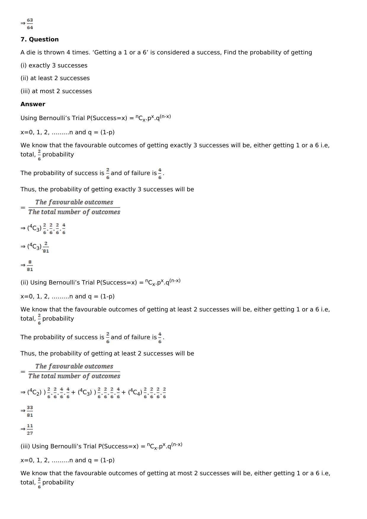 Chapter 32: Binomial Distribution Solutions: RS Aggarwal Class 12 Solutions  - Page 5