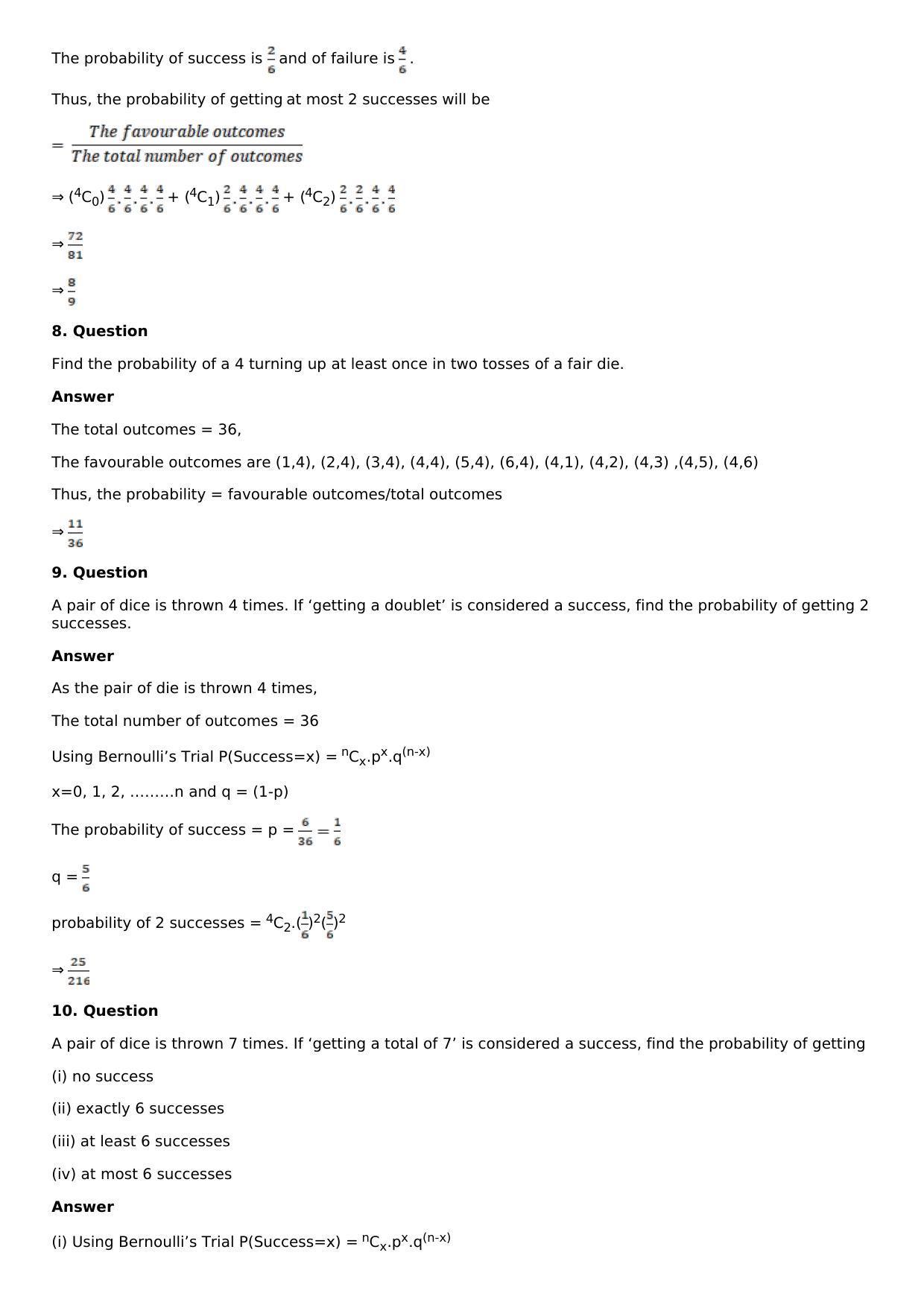 Chapter 32: Binomial Distribution Solutions: RS Aggarwal Class 12 Solutions  - Page 6
