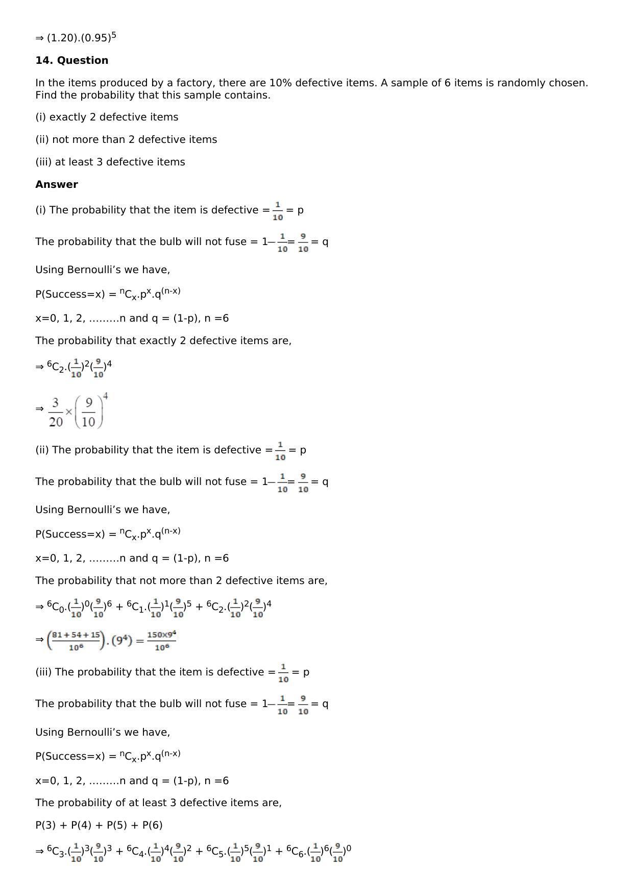Chapter 32: Binomial Distribution Solutions: RS Aggarwal Class 12 Solutions  - Page 10