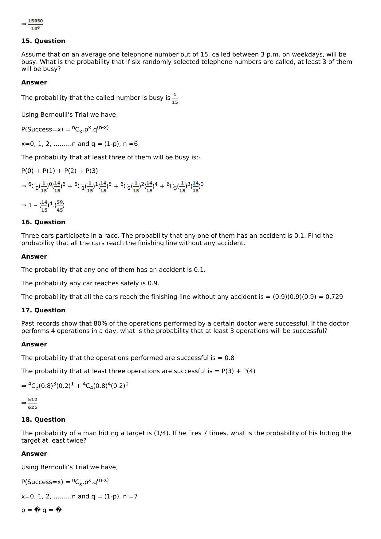 Chapter 32: Binomial Distribution Solutions: RS Aggarwal Class 12 Solutions  - Page 11