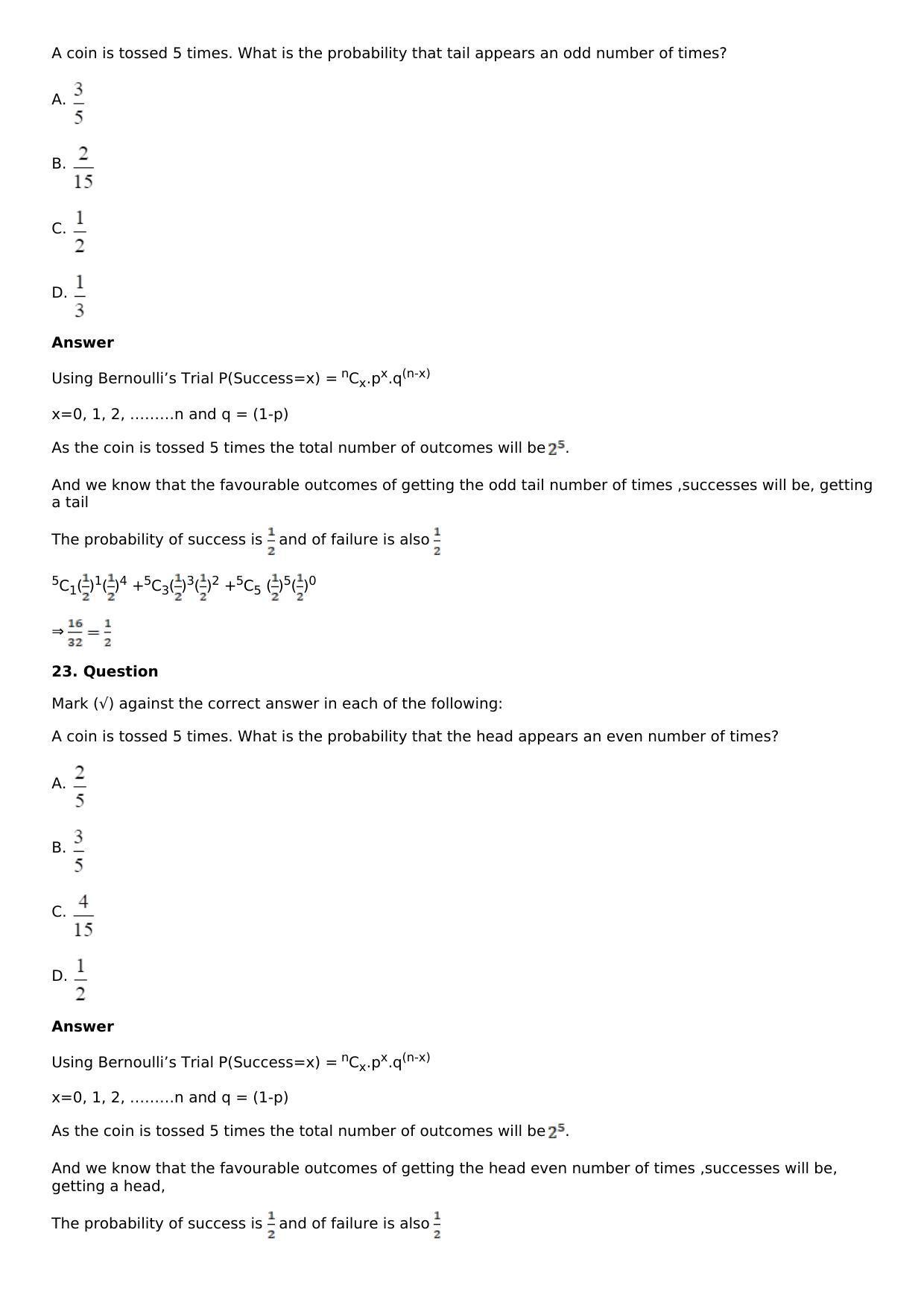 Chapter 32: Binomial Distribution Solutions: RS Aggarwal Class 12 Solutions  - Page 28