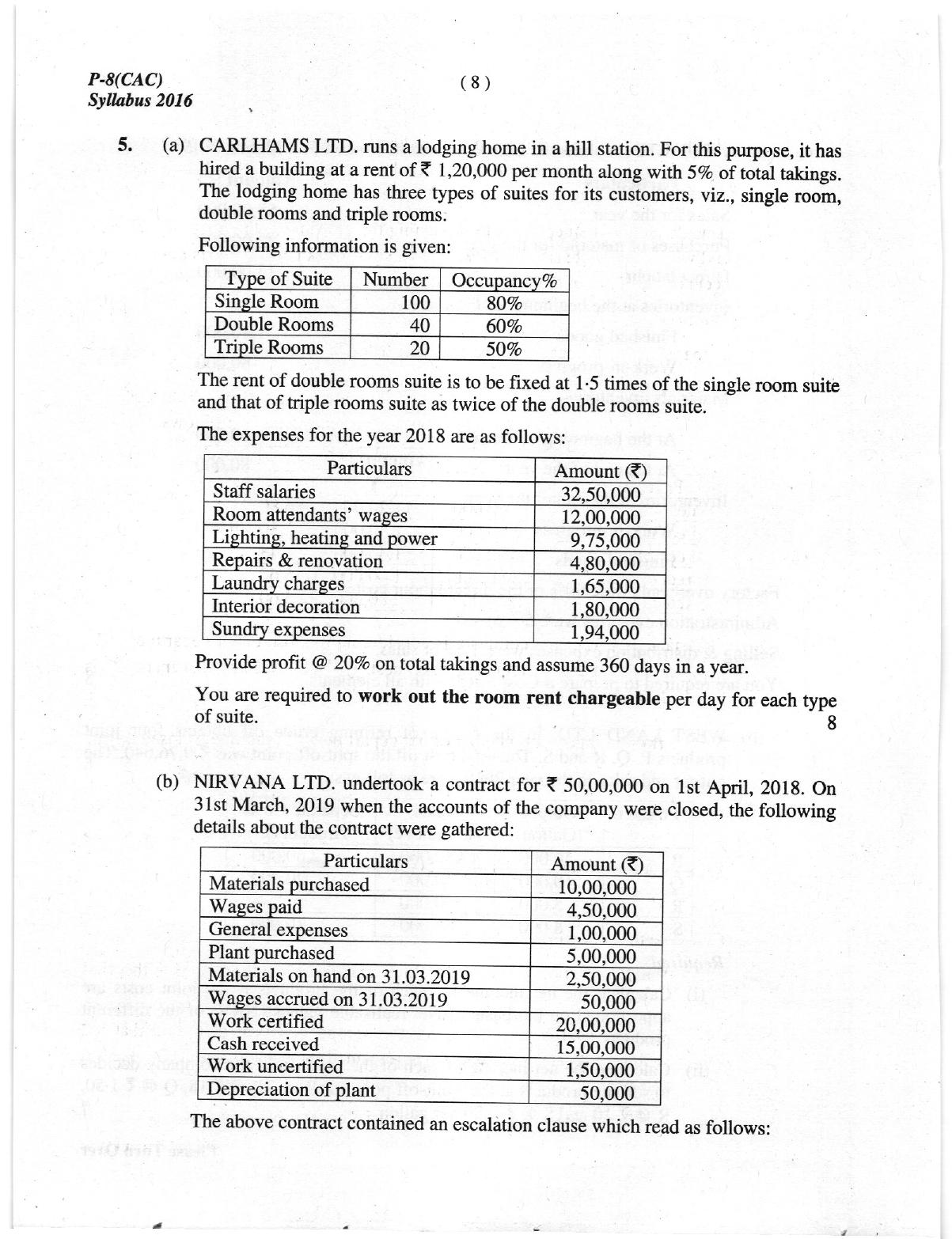 ICMAI June 2019 Cost Accounting Question Paper - Page 8