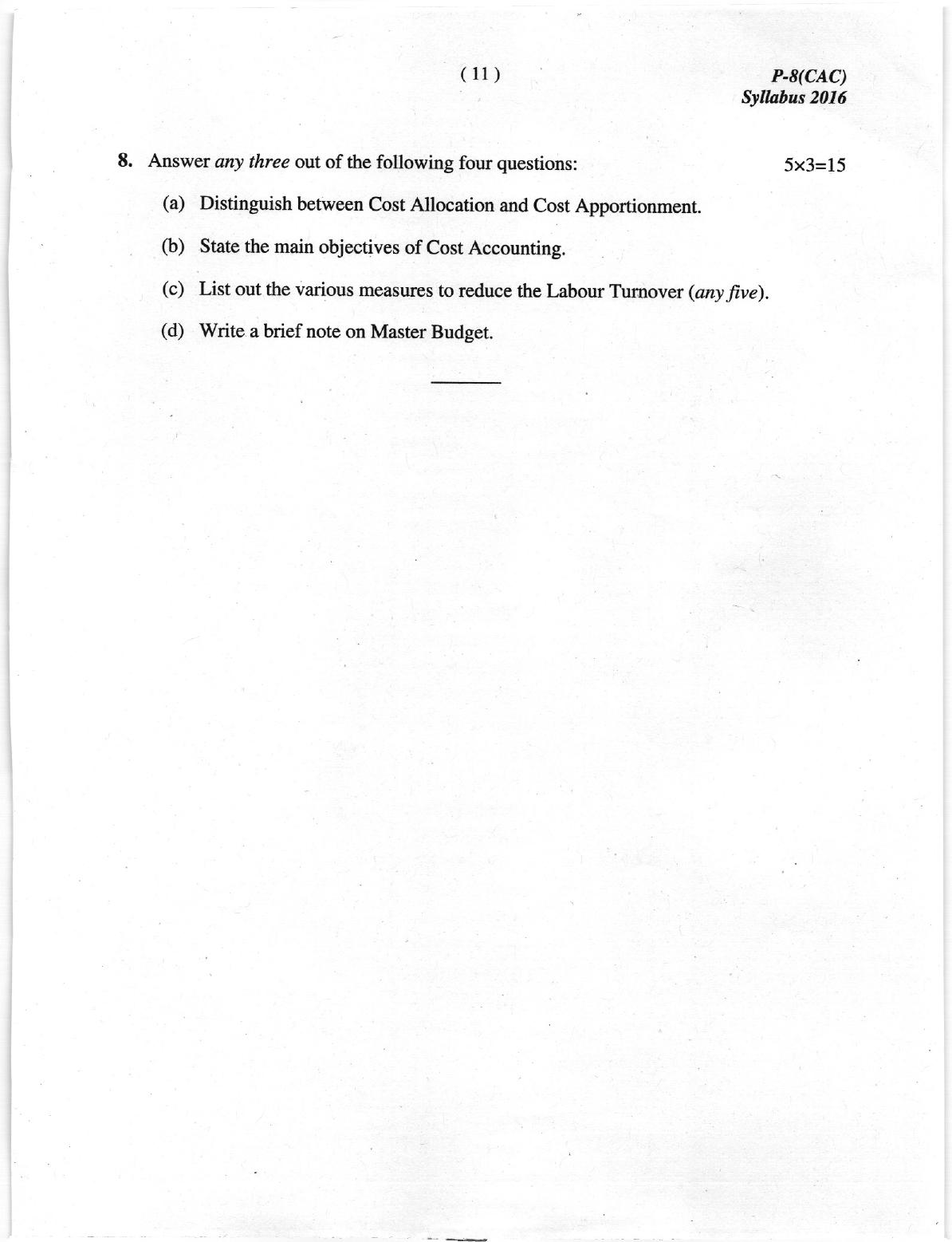 ICMAI June 2019 Cost Accounting Question Paper - Page 11