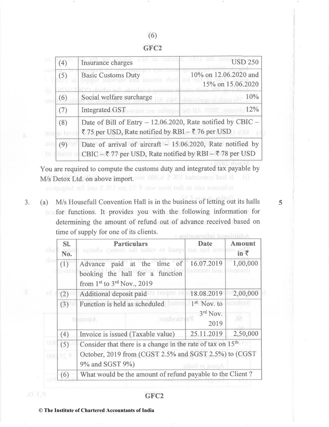 CA Final Nov 2020 Question Paper - Paper 8 – Indirect Tax Laws - Page 6