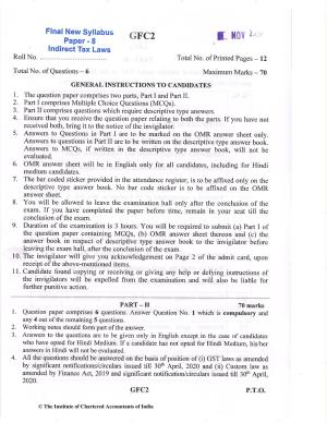 CA Final Nov 2020 Question Paper - Paper 8 – Indirect Tax Laws