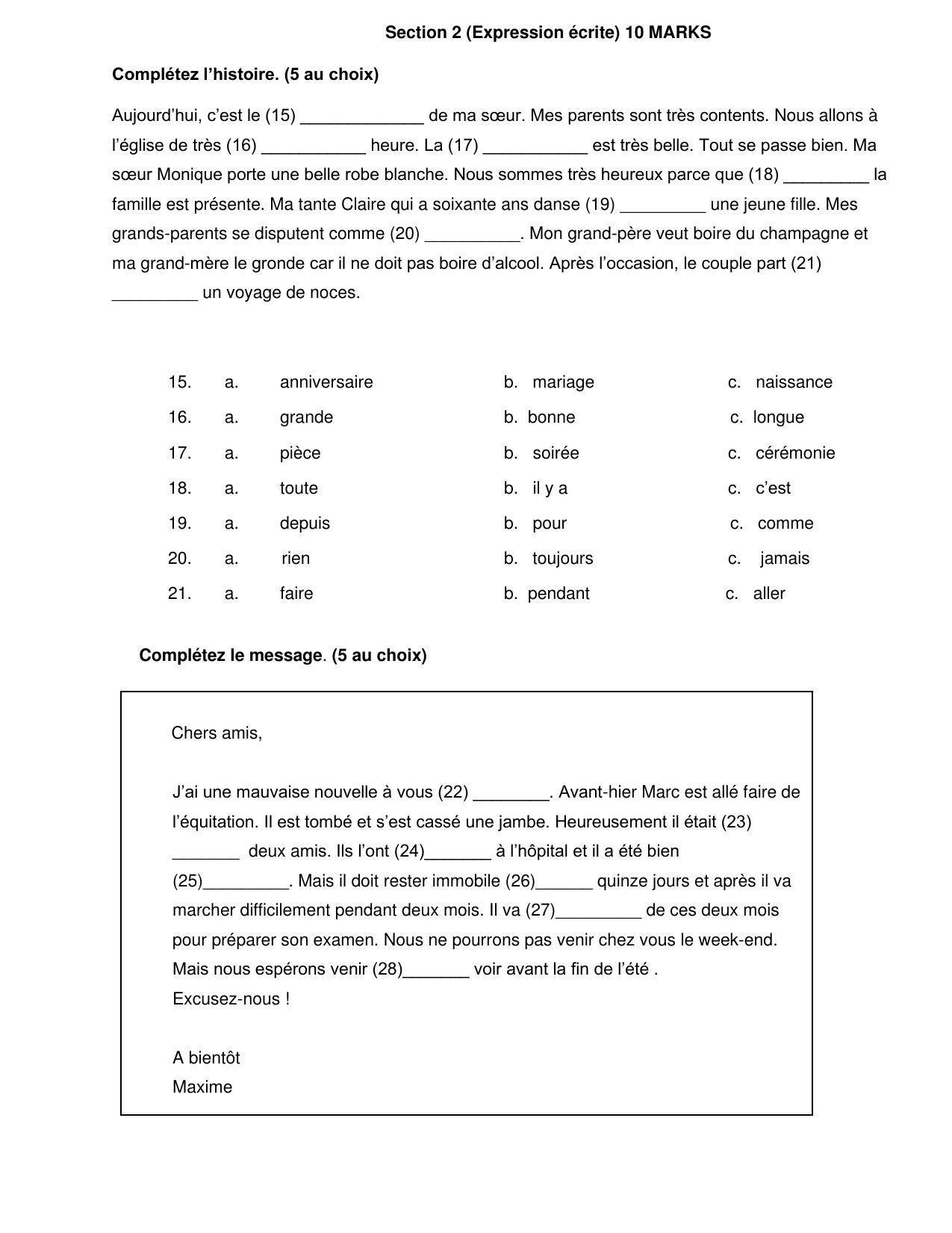 CBSE Class 10 French Sample Paper 2021-22 - Page 3