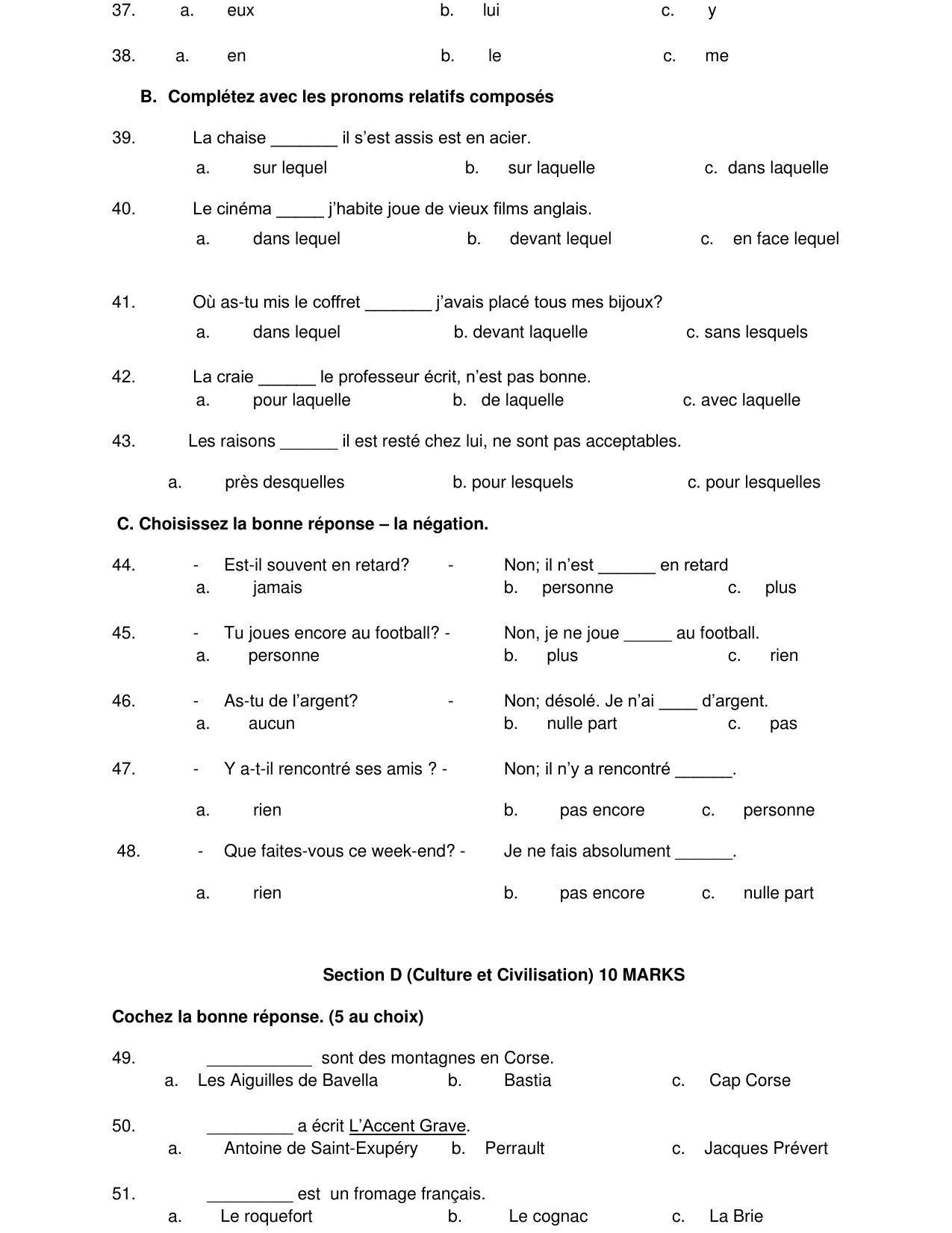 CBSE Class 10 French Sample Paper 2021-22 - Page 5